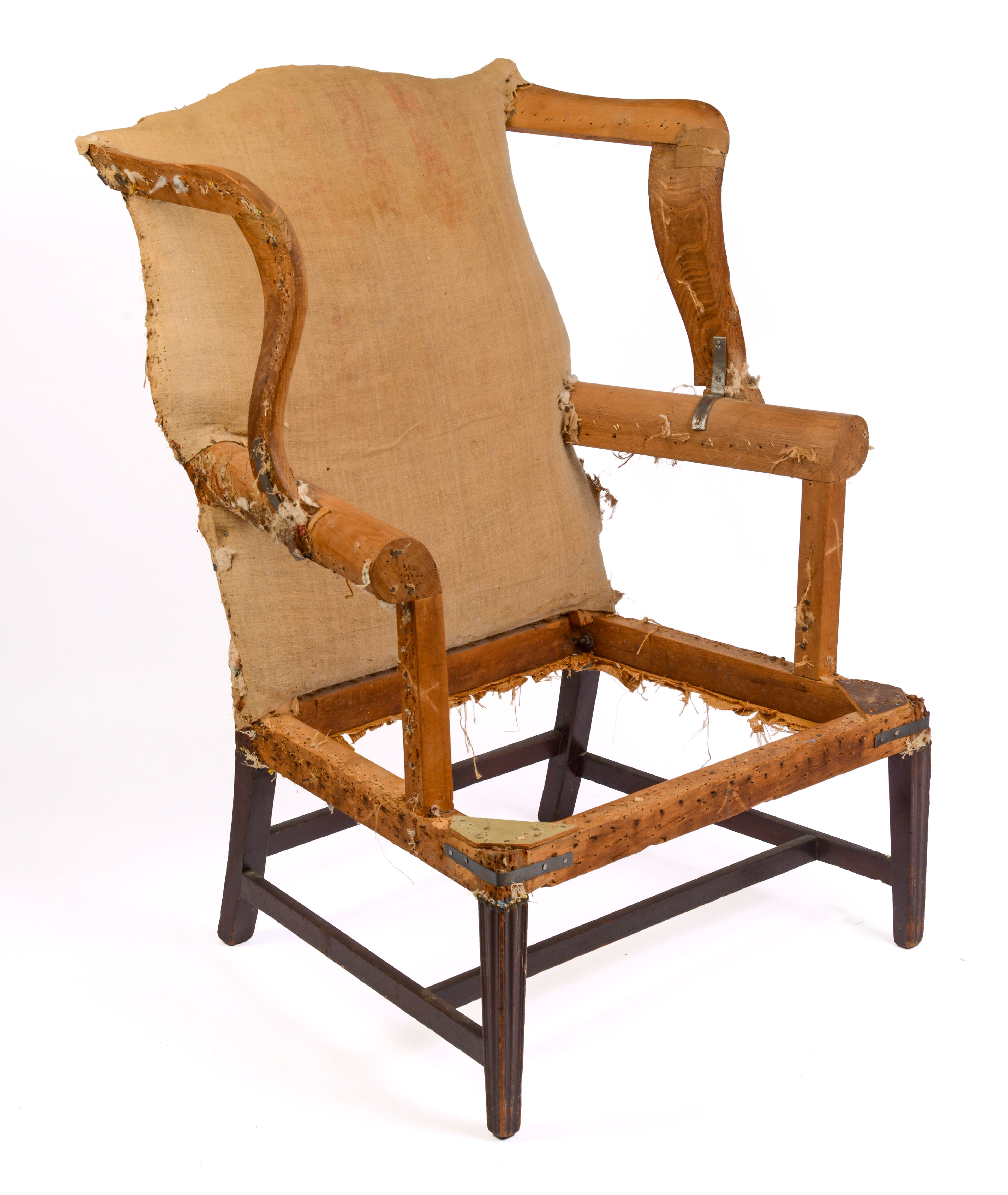 HEPPLEWHITE LOLLING CHAIR FRAME, CIRCA 1800.