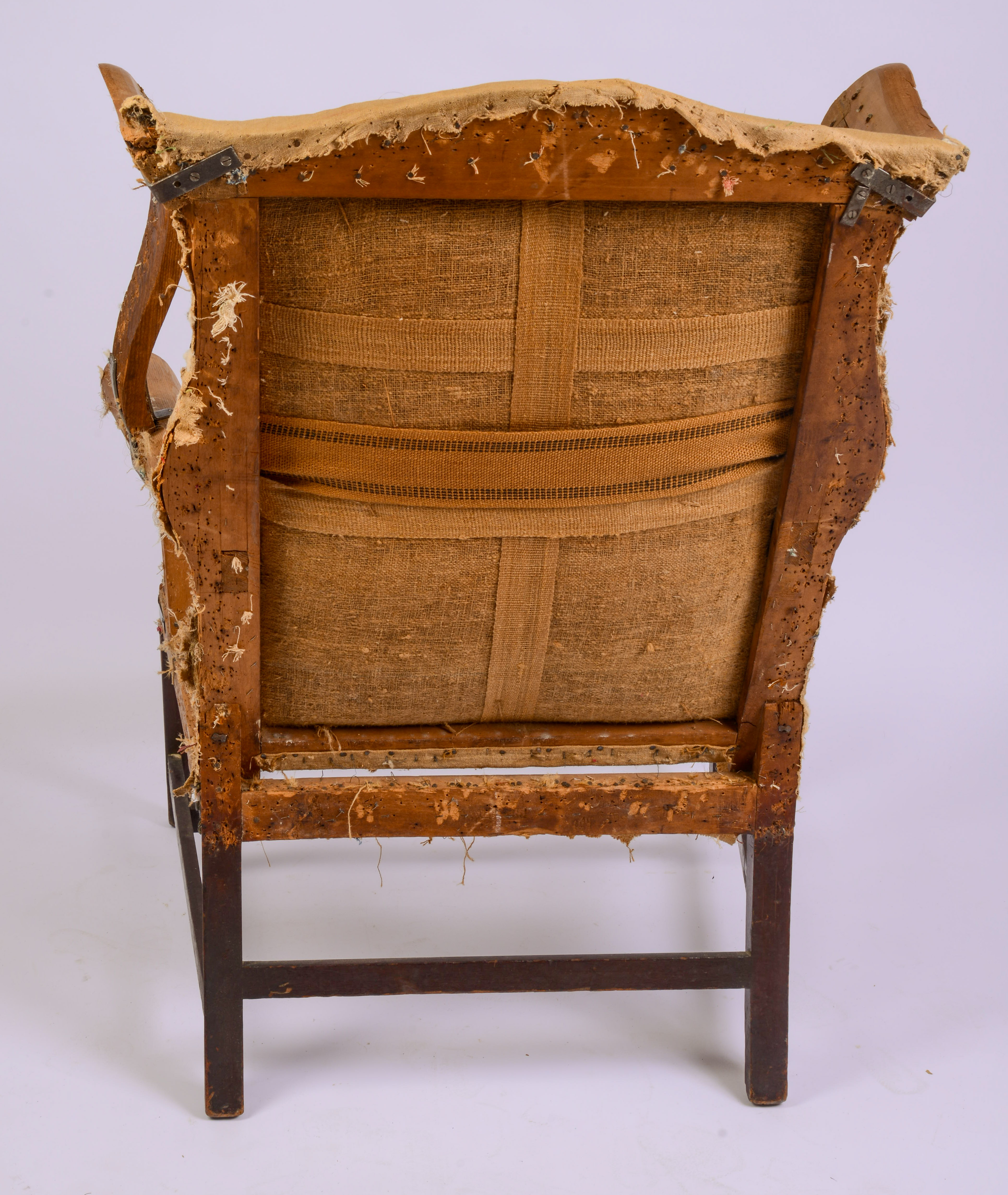 HEPPLEWHITE LOLLING CHAIR FRAME, CIRCA 1800.