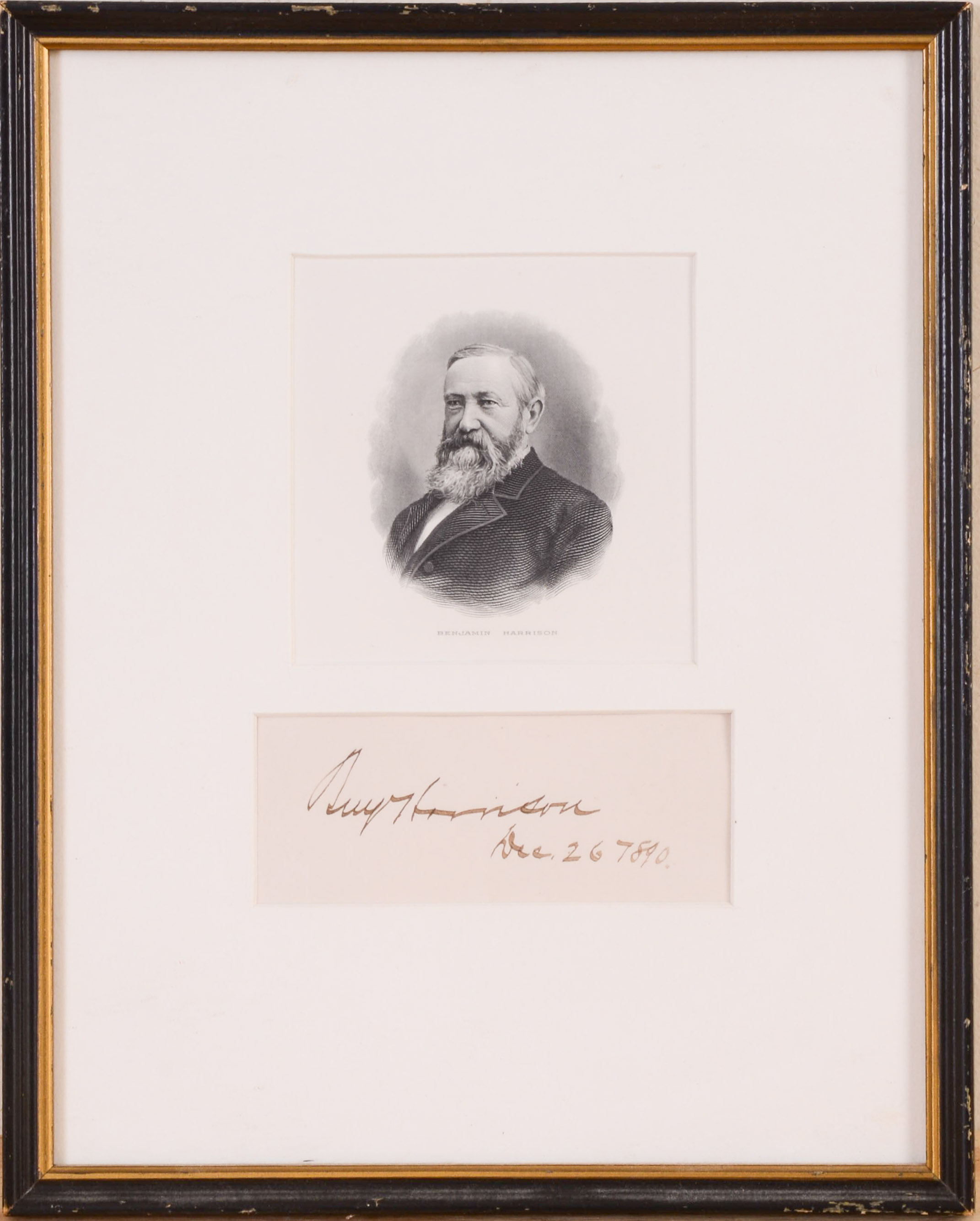 BENJAMIN HARRISON CUT AUTOGRAPH.