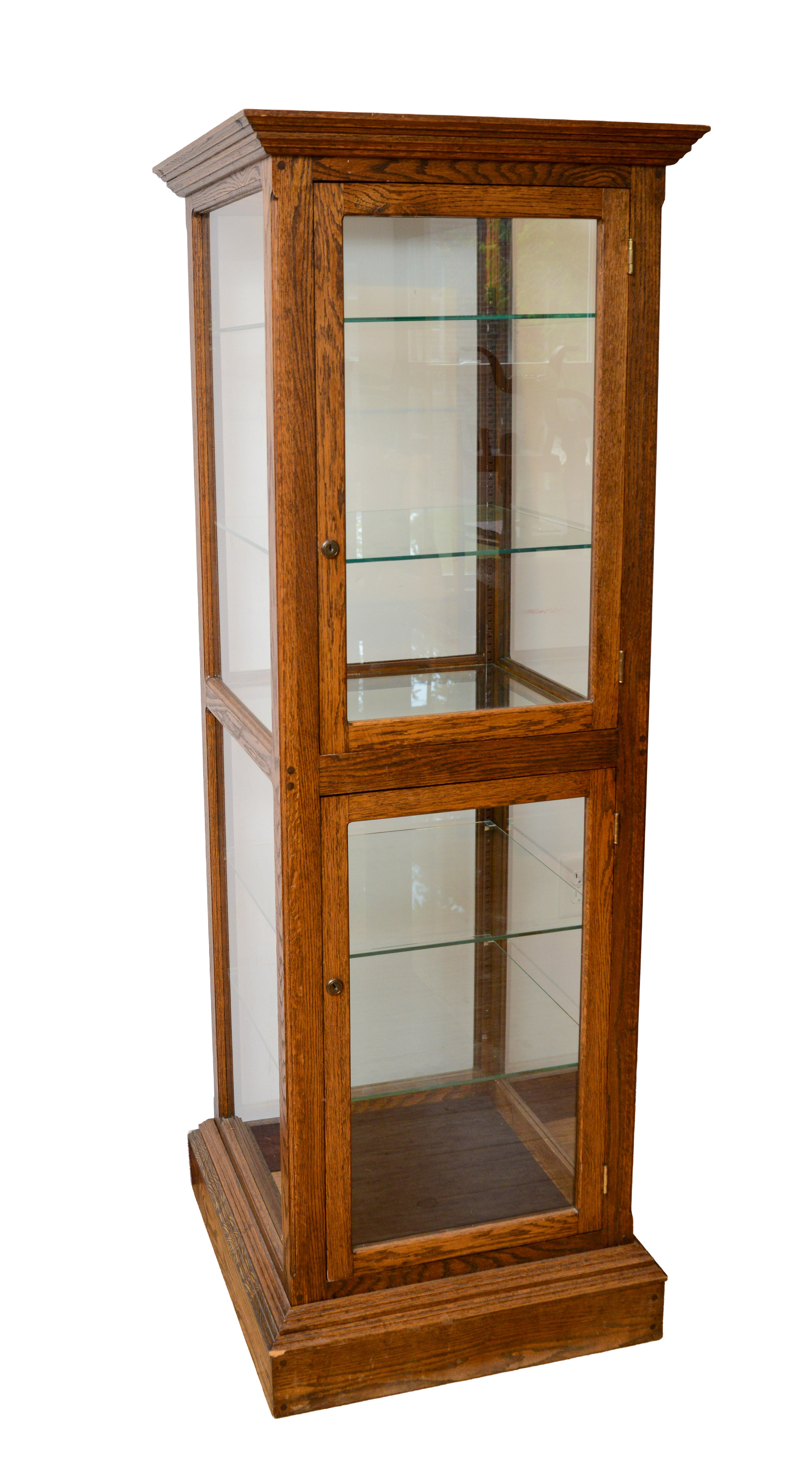 OAK DISPLAY CASE.