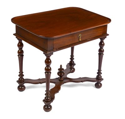 ENGLISH WILLIAM & MARY SIDE TABLE. Height 26 inches, width 28 inches, depth 20 inches.