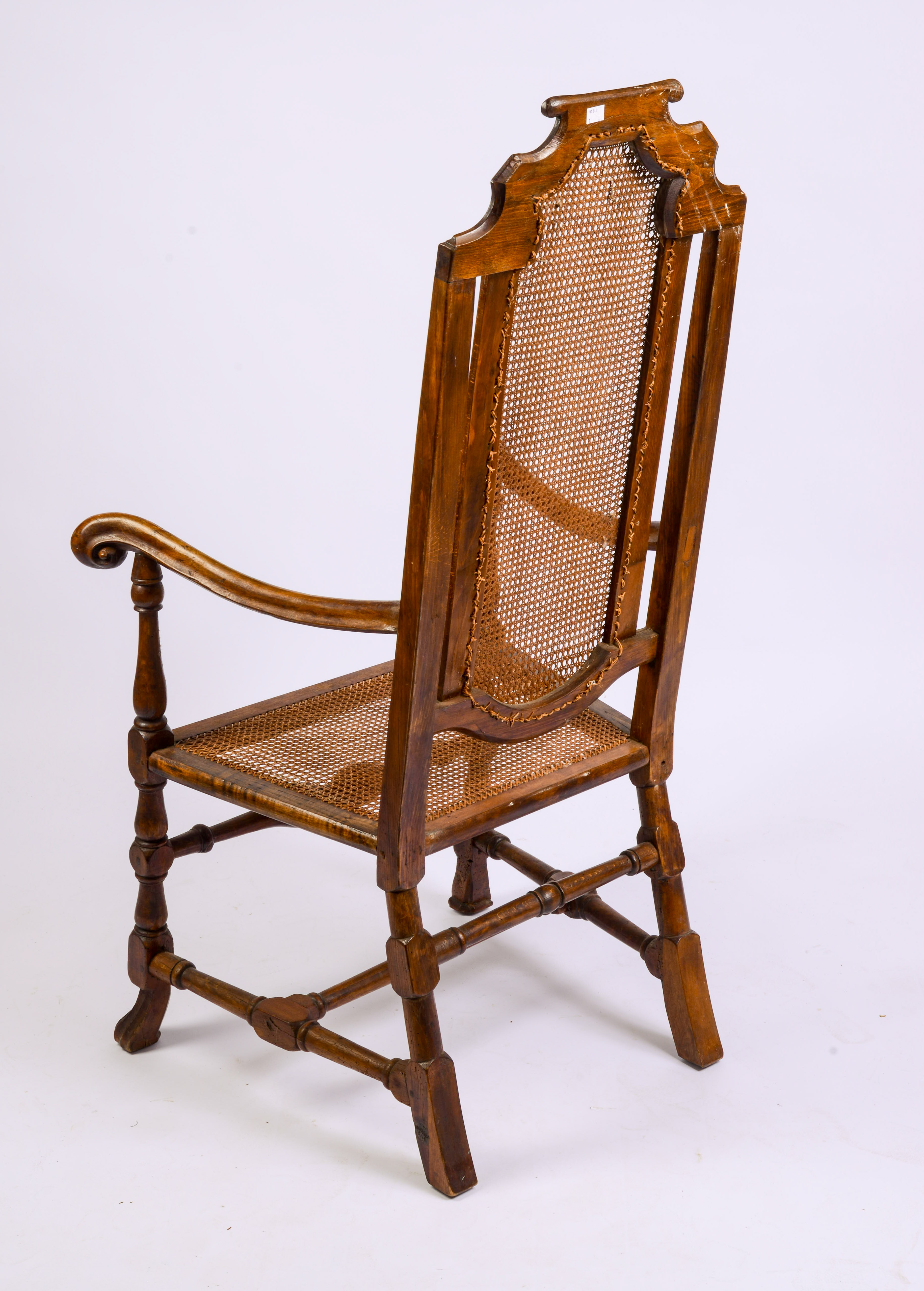 18TH CENTURY NEW ENGLAND SPANISH FOOT ARMCHAIR.