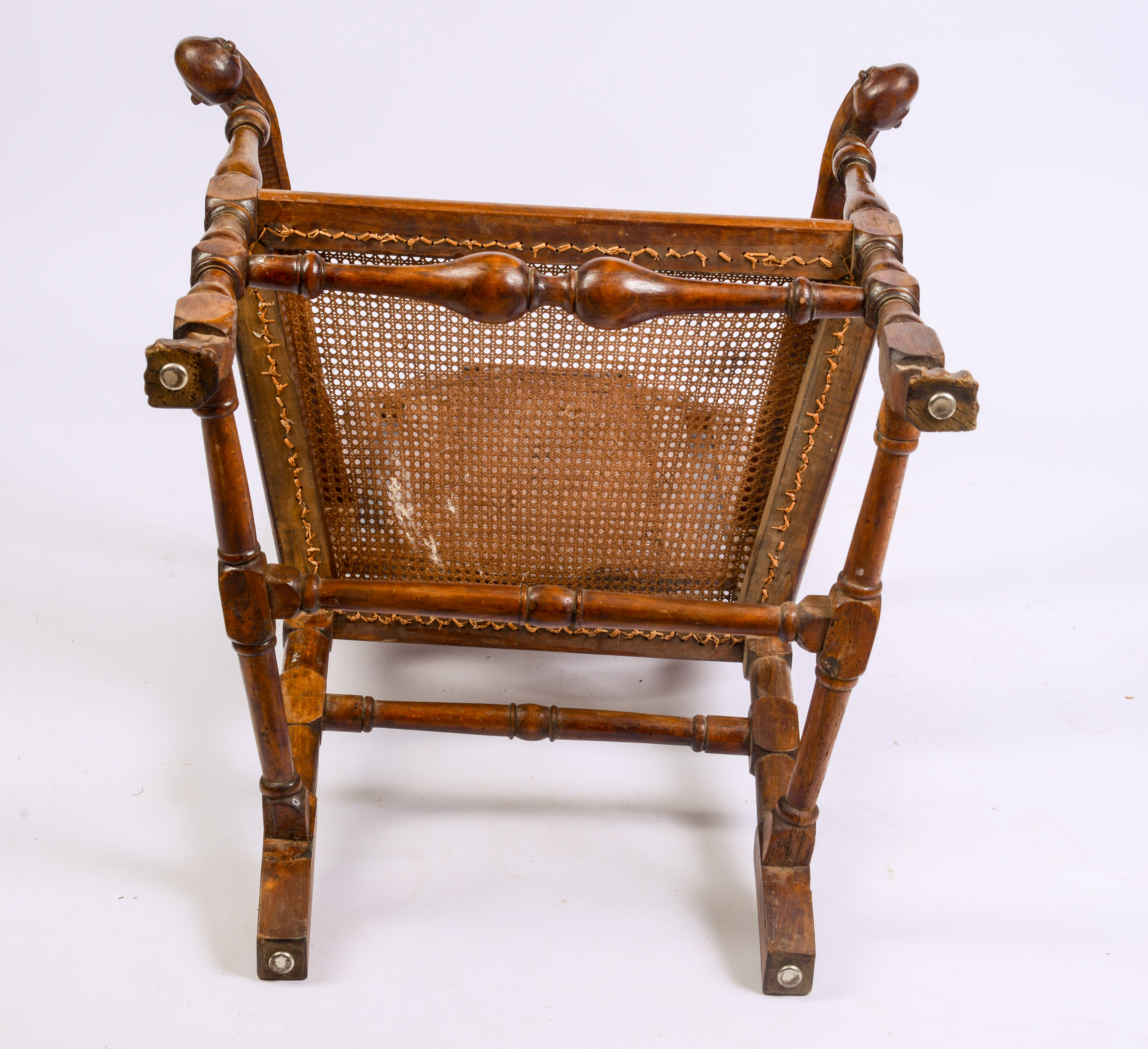 18TH CENTURY NEW ENGLAND SPANISH FOOT ARMCHAIR.