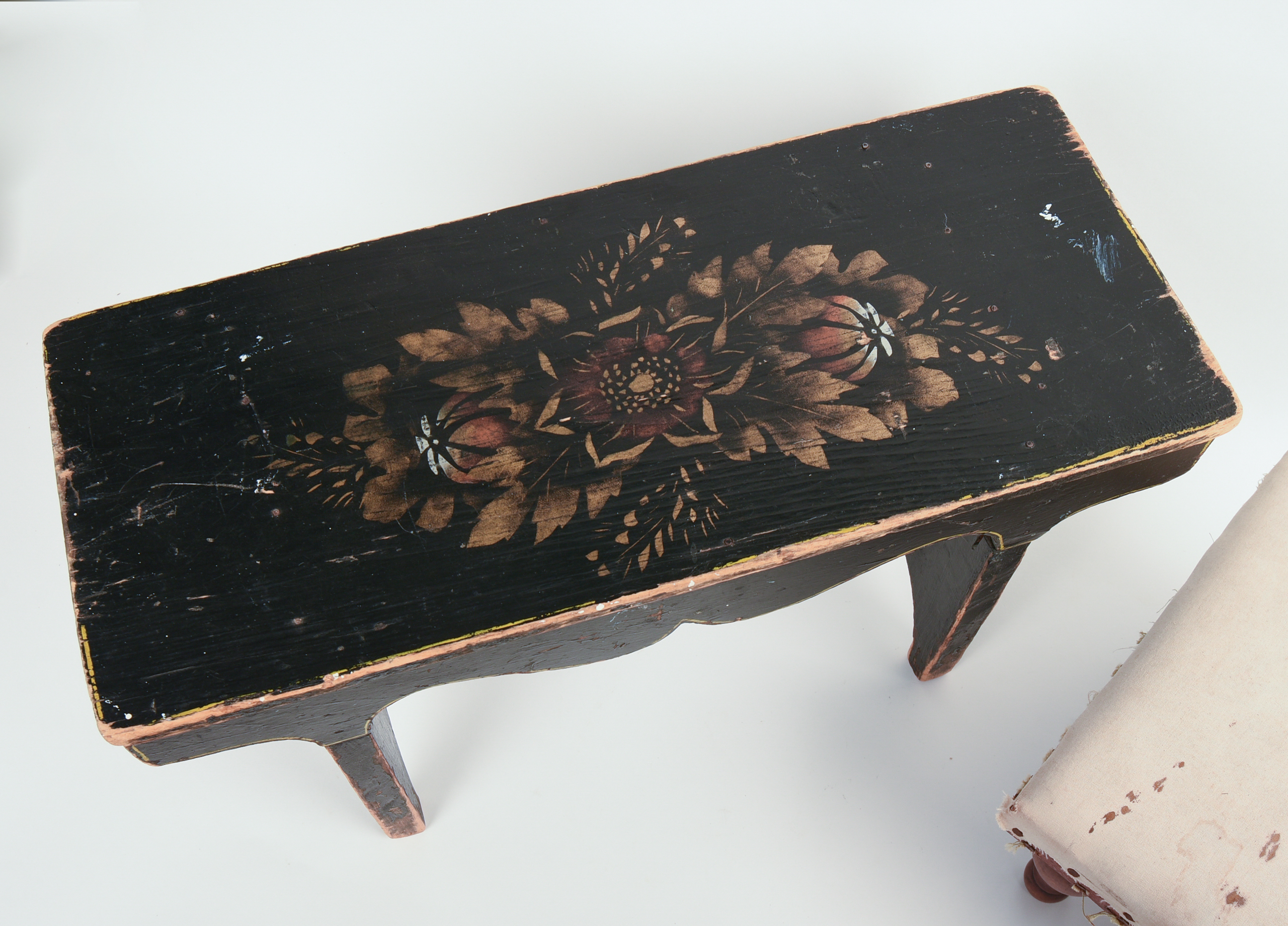 TWO ANTIQUE FOOTSTOOLS.