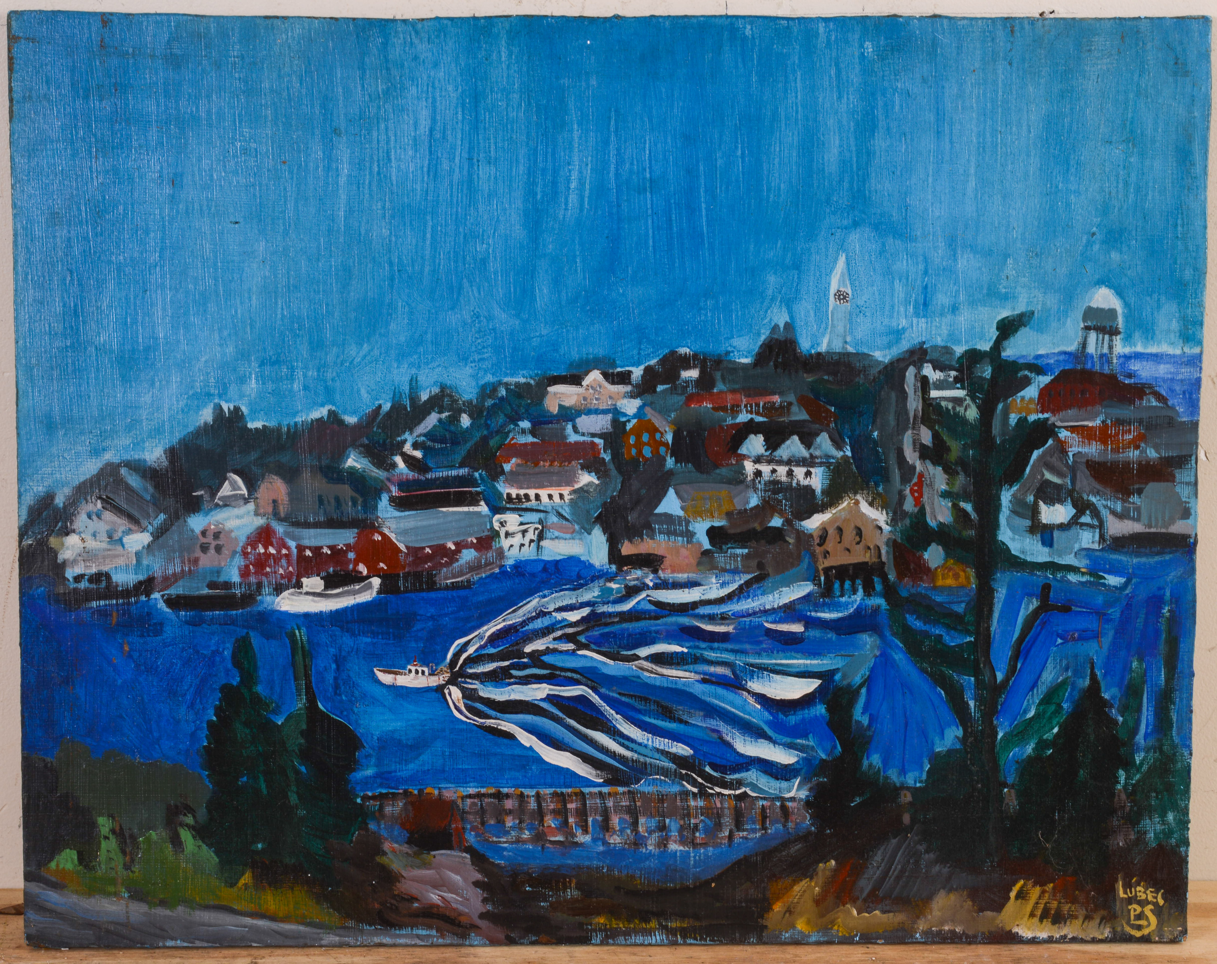MID CENTURY IMPRESSIONIST PAINTING OF LUBEC.