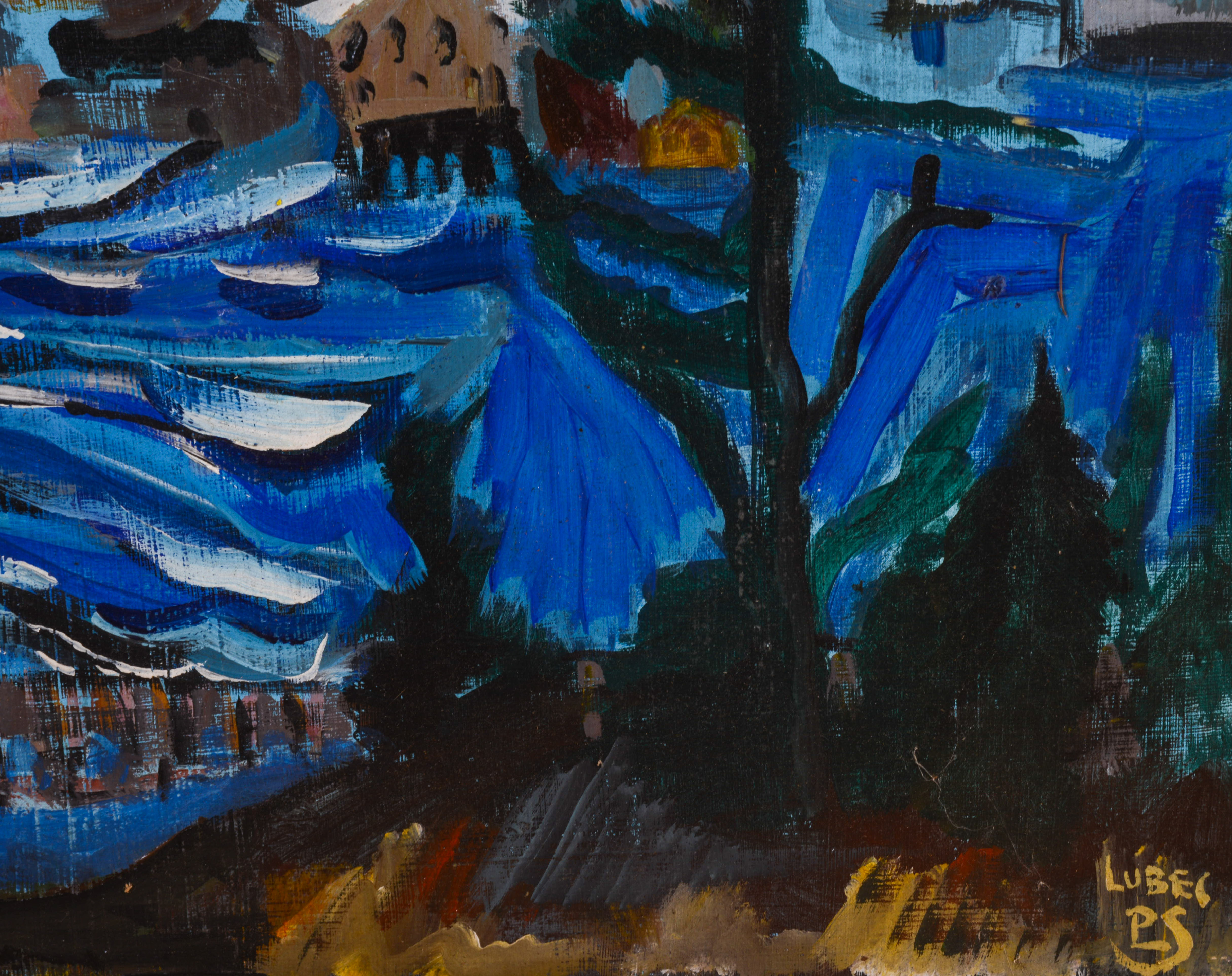 MID CENTURY IMPRESSIONIST PAINTING OF LUBEC.