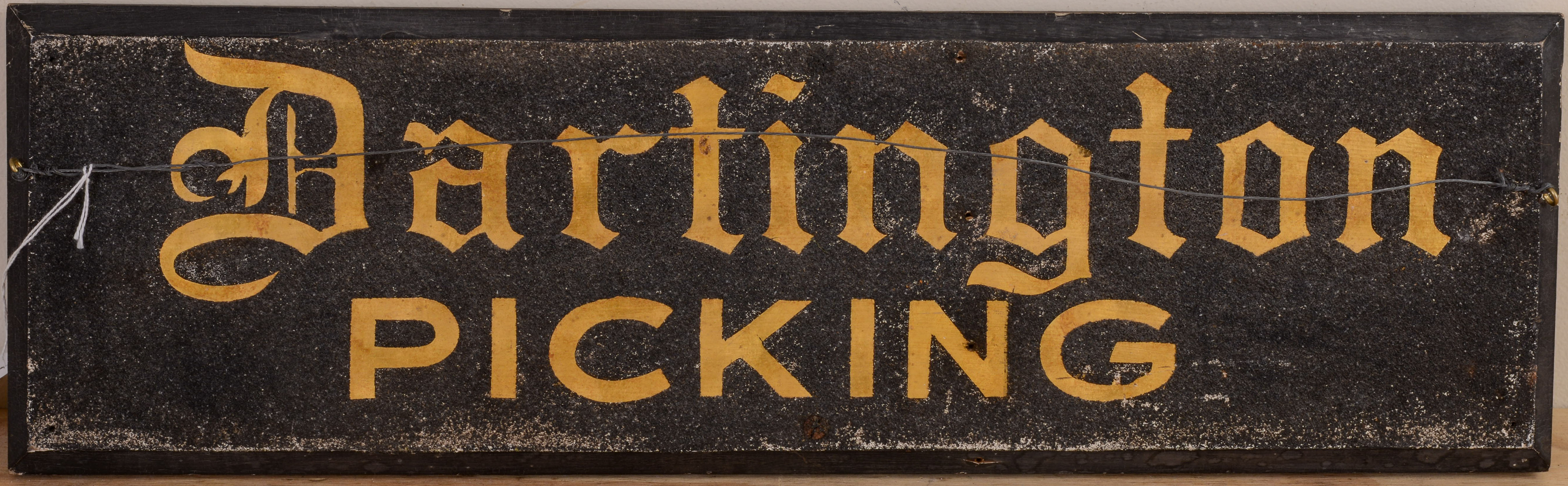 ANTIQUE PARTINGTON PICKING SIGN.