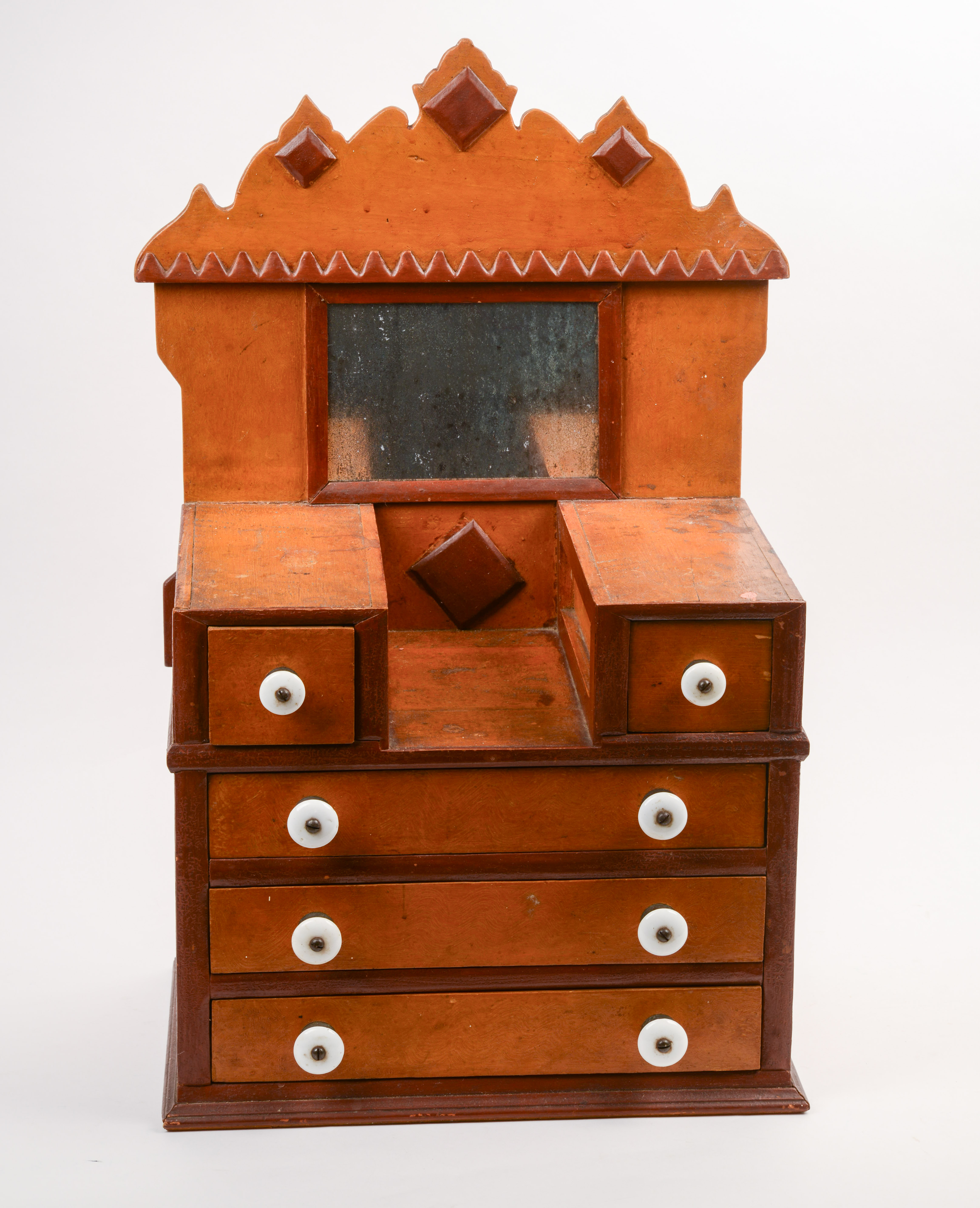 19TH CENTURY AMERICAN FOLK ART MINIATURE CHEST OF DRAWERS.