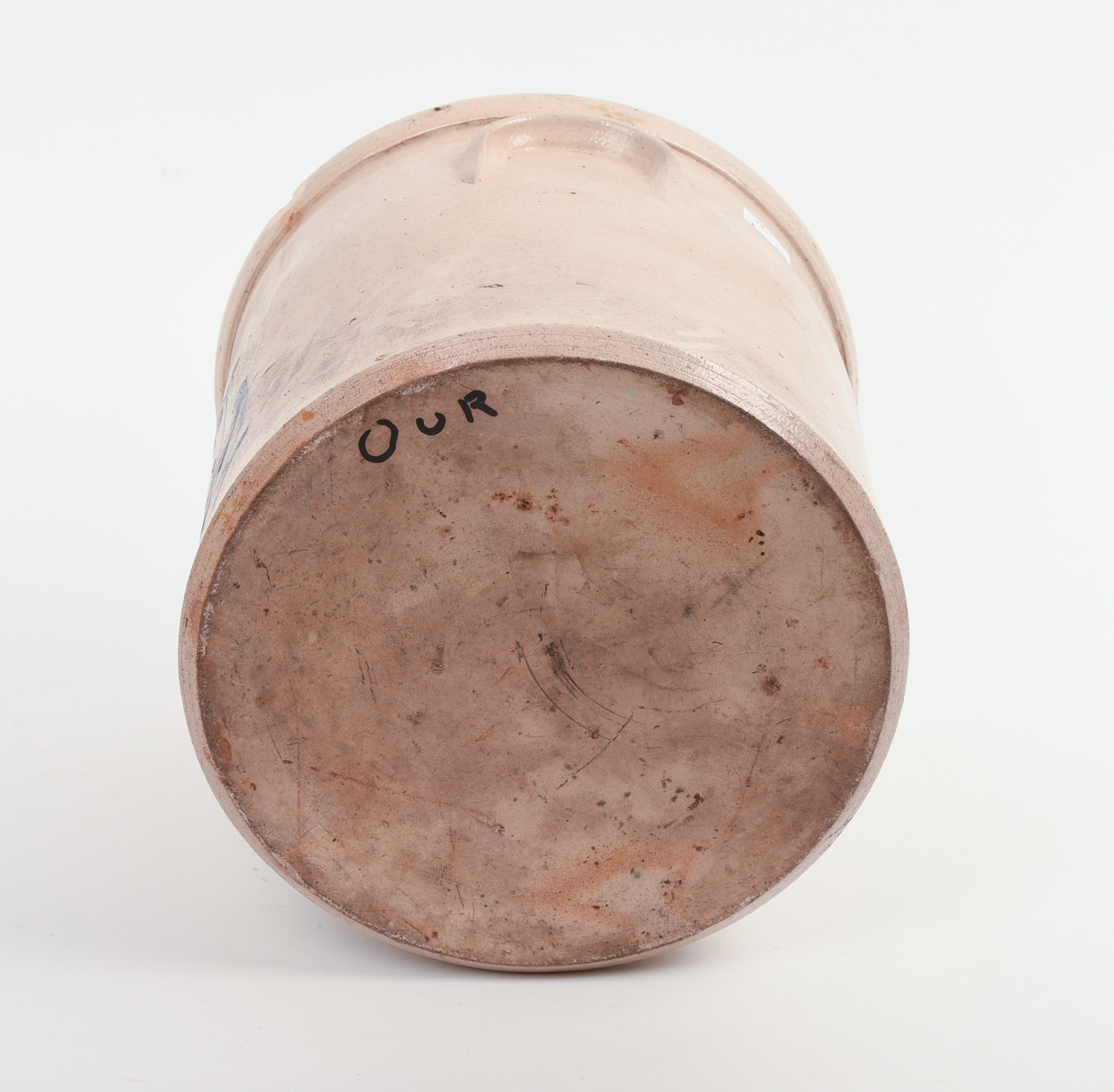 OTTMAN BROS. TWO-GALLON STONEWARE CROCK WITH BIRD DECORATION.