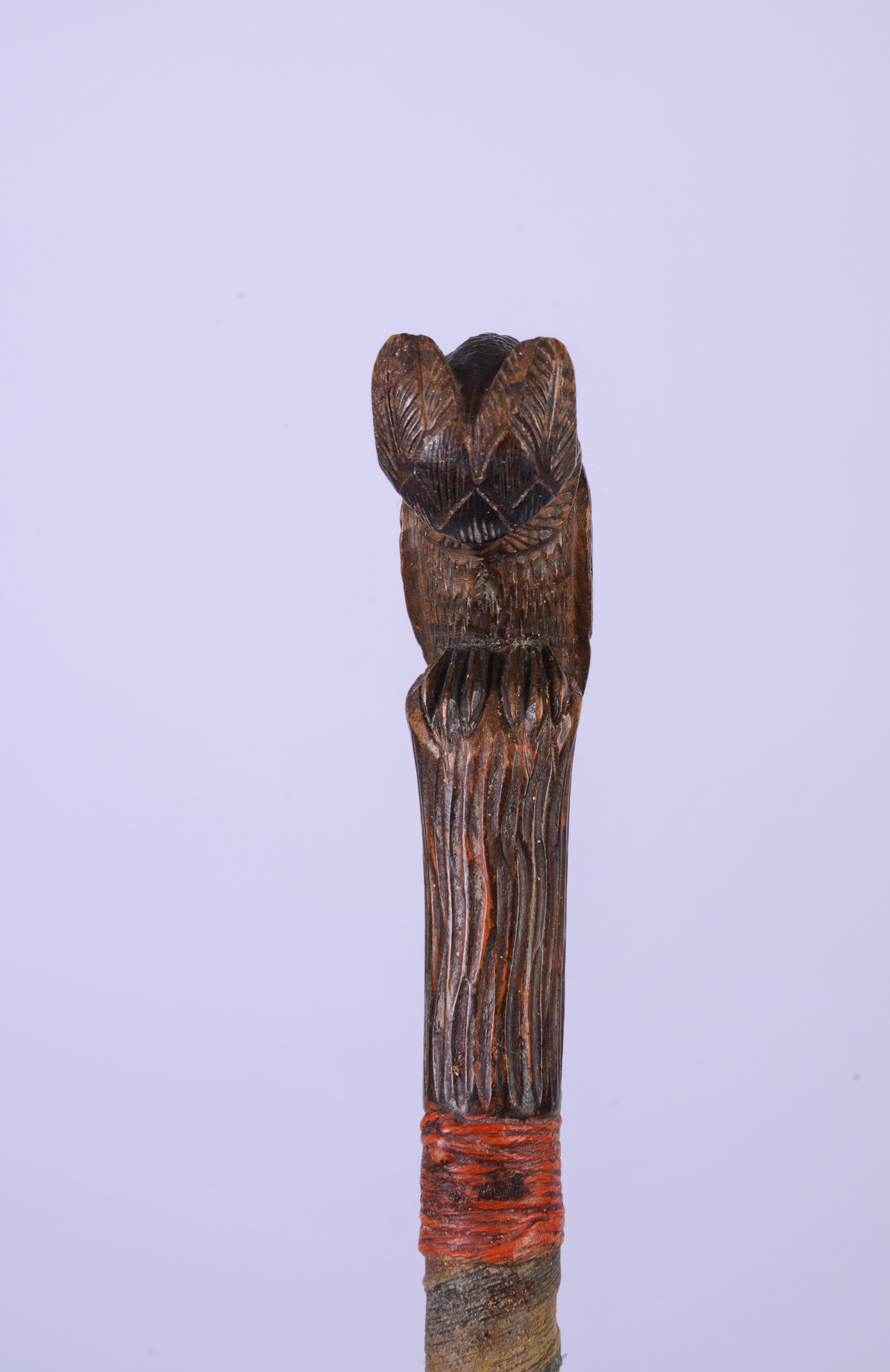 19TH CENTURY SAILOR-MADE CANE WITH OWL HANDLE.