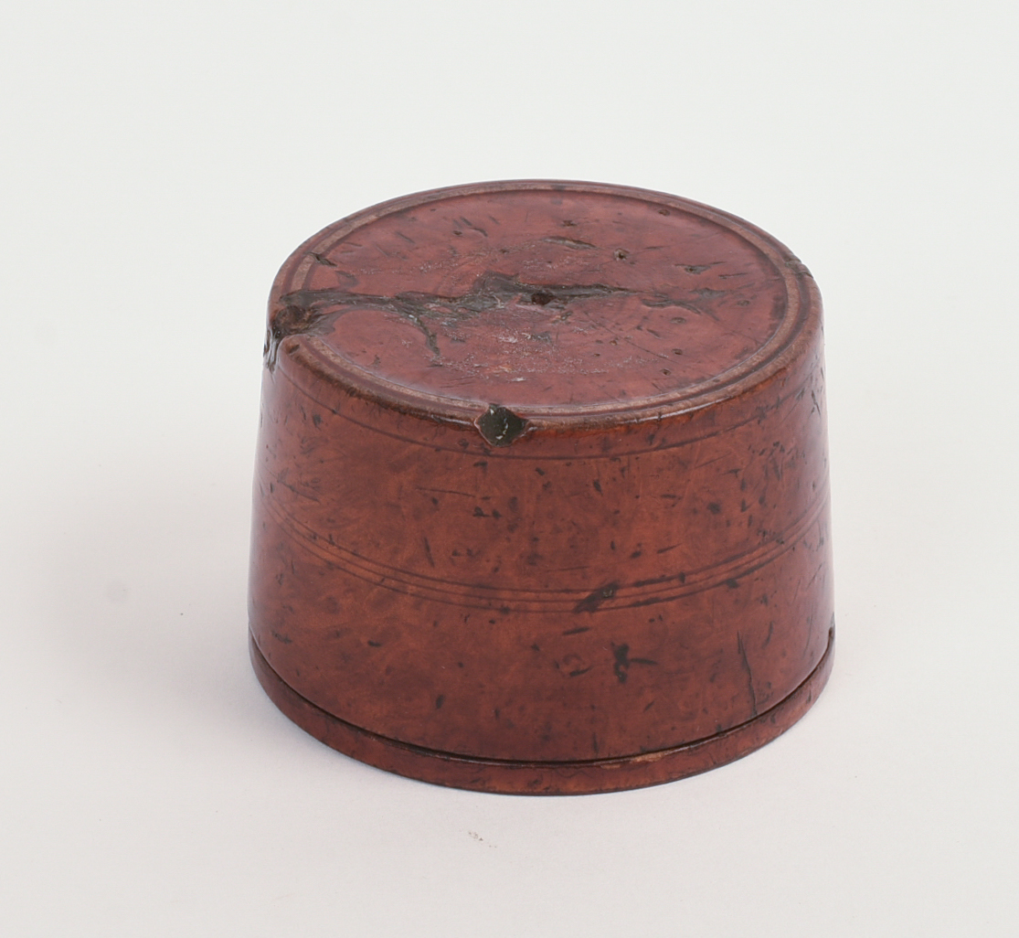 TURNED BURL WOOD TREENWARE BOX.