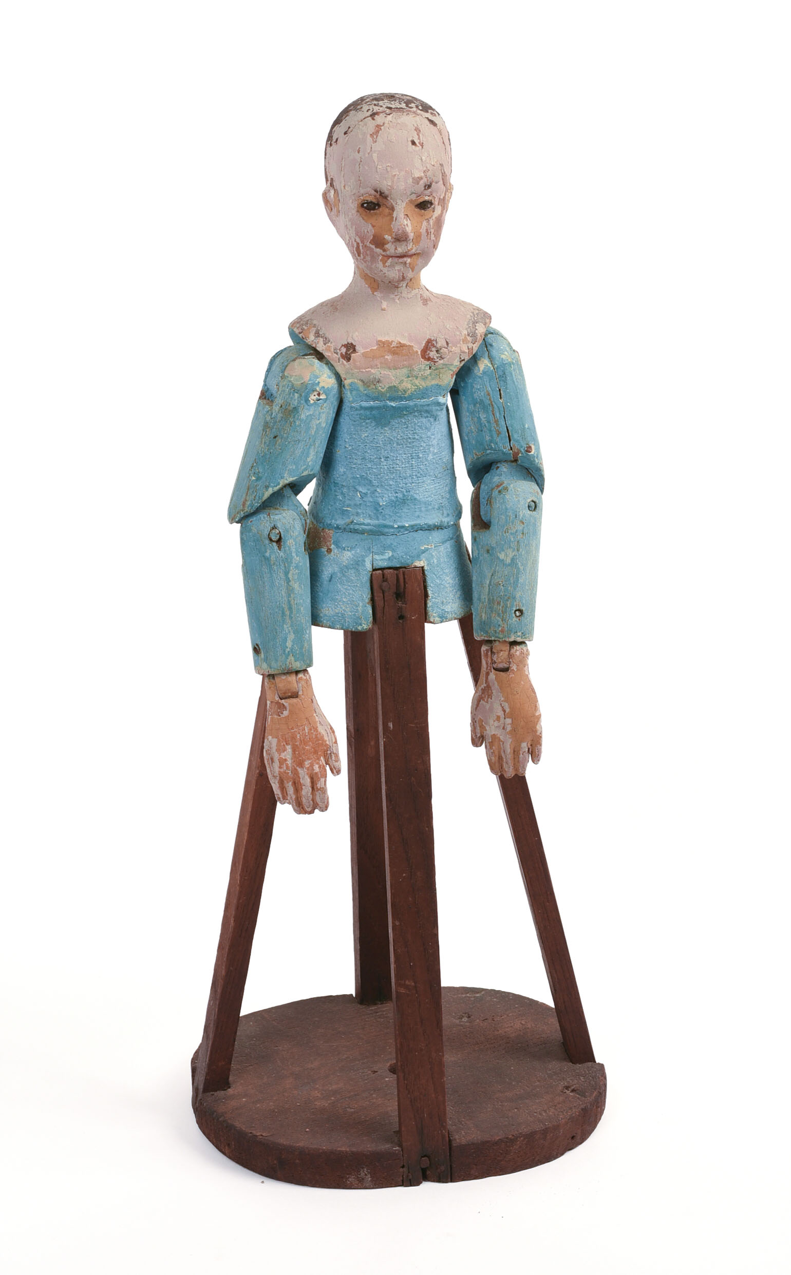 19TH CENTURY CAGE DOLL IN ORIGINAL PAINT.