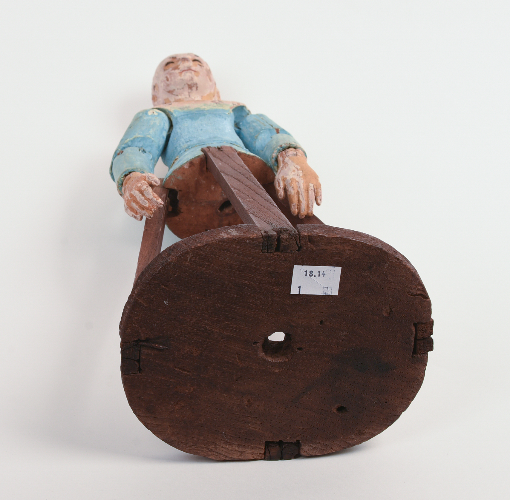 19TH CENTURY CAGE DOLL IN ORIGINAL PAINT.