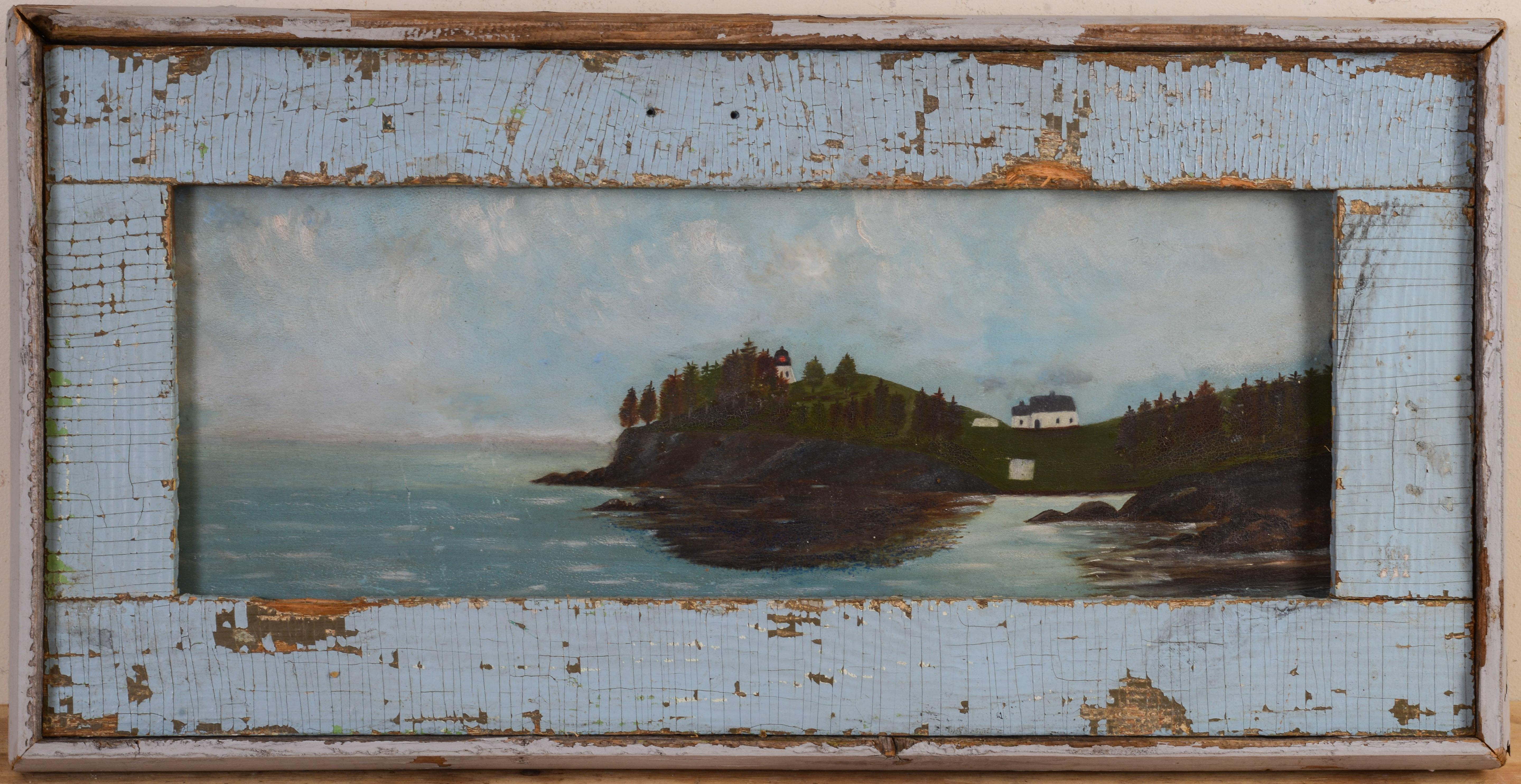 FOLK ART PAINTING OF OWL'S HEAD, MAINE.