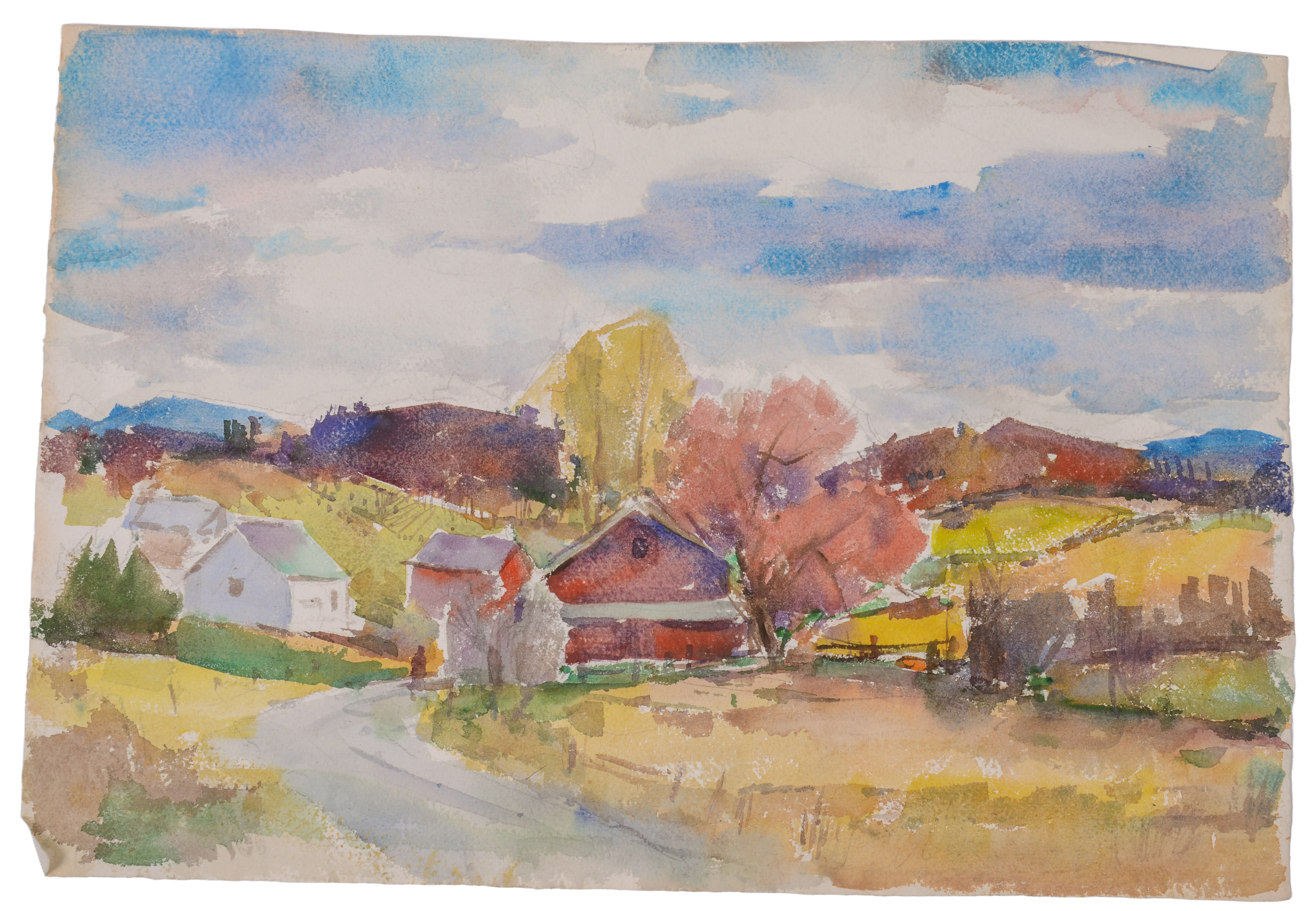 CARL WILLIAM PETERS (1897-1980). VILLAGE IN AUTUMN.