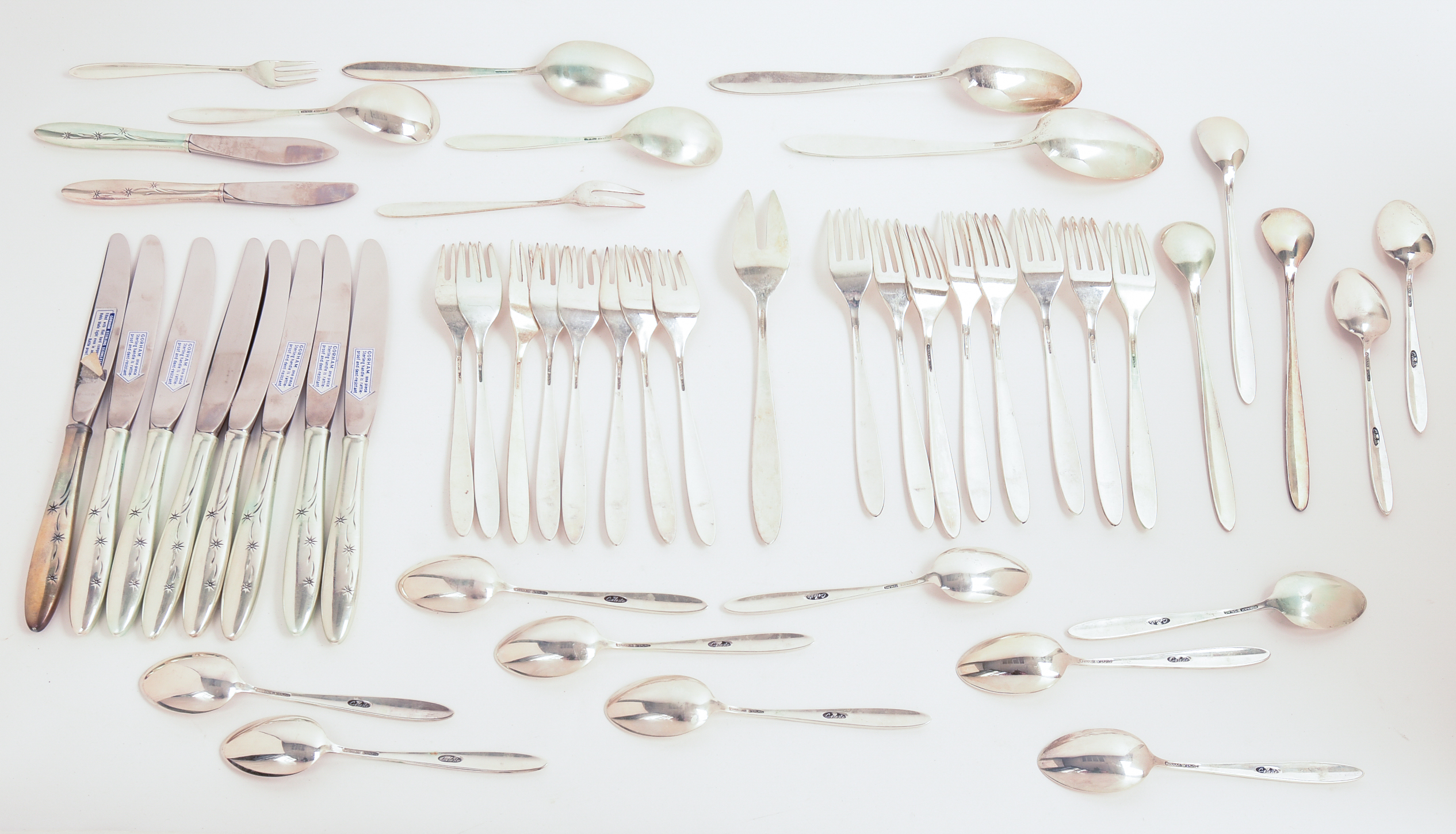 GORHAM STERLING SILVER CELESTE PATTERN FLATWARE SERVICE.