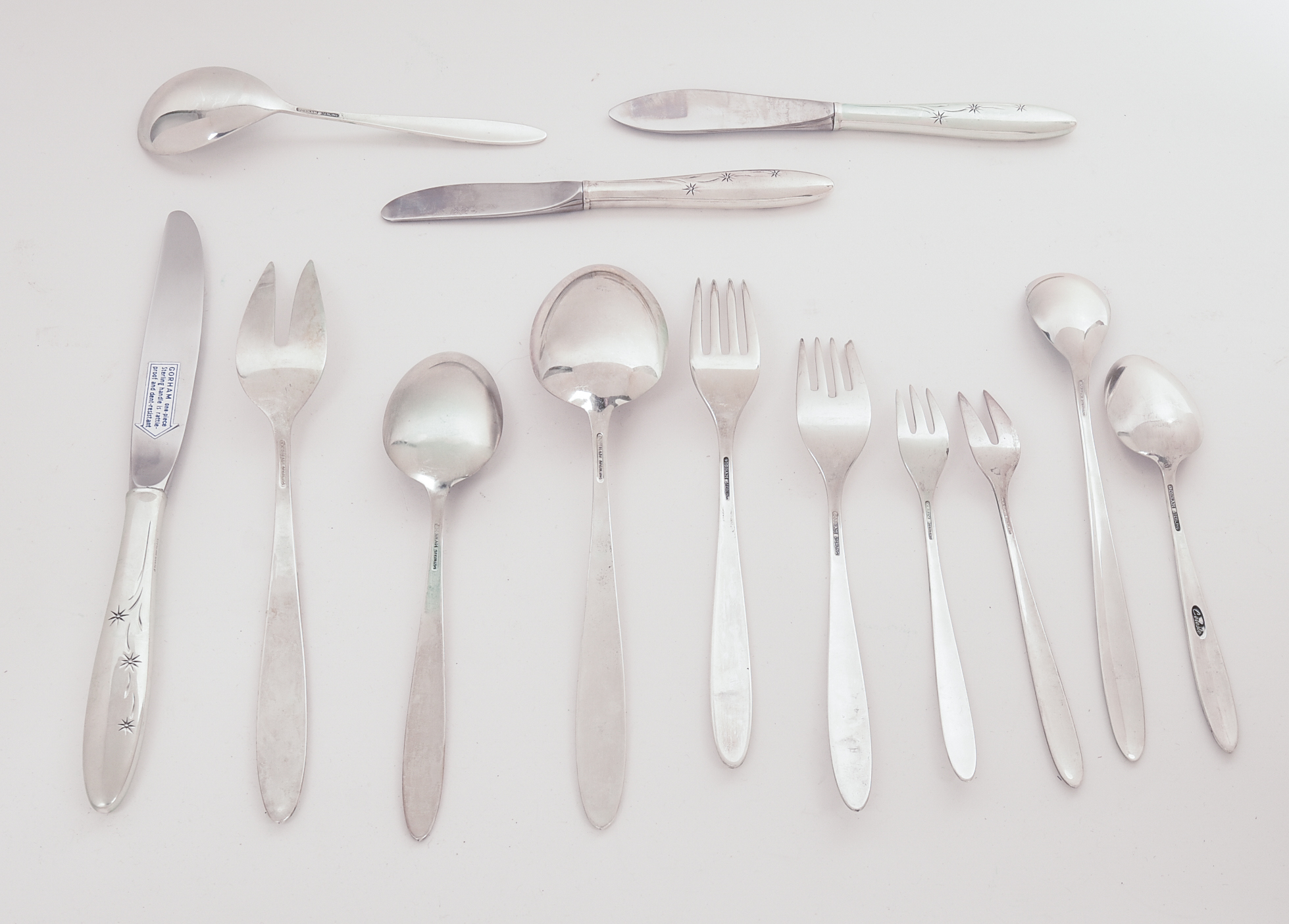 GORHAM STERLING SILVER CELESTE PATTERN FLATWARE SERVICE.