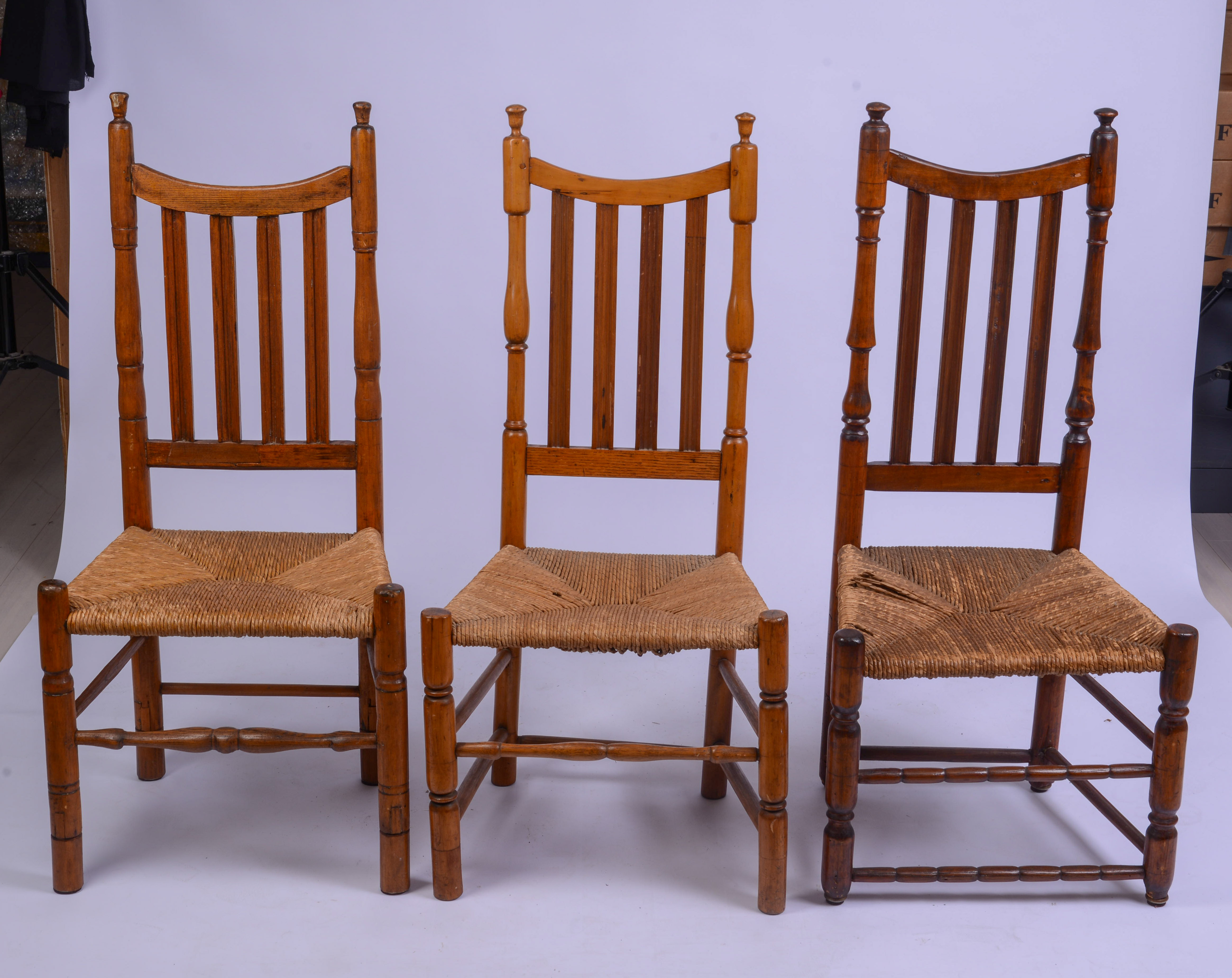 ASSEMBLED SET OF SEVEN SIDE CHAIRS, MILTON OR STRATFORD, CT.