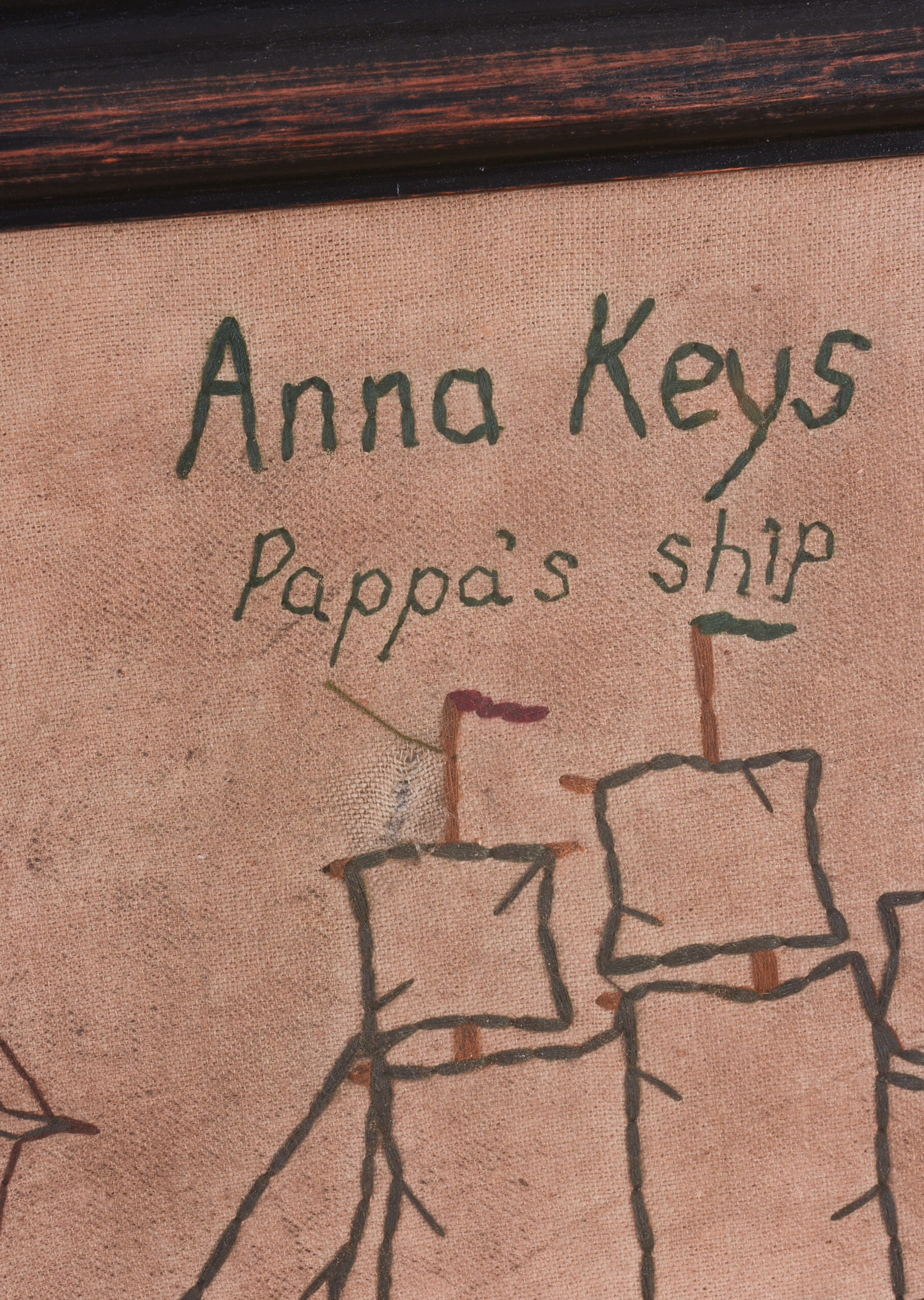 FOLK ART STUMPWORK OF A WHALING SHIP.