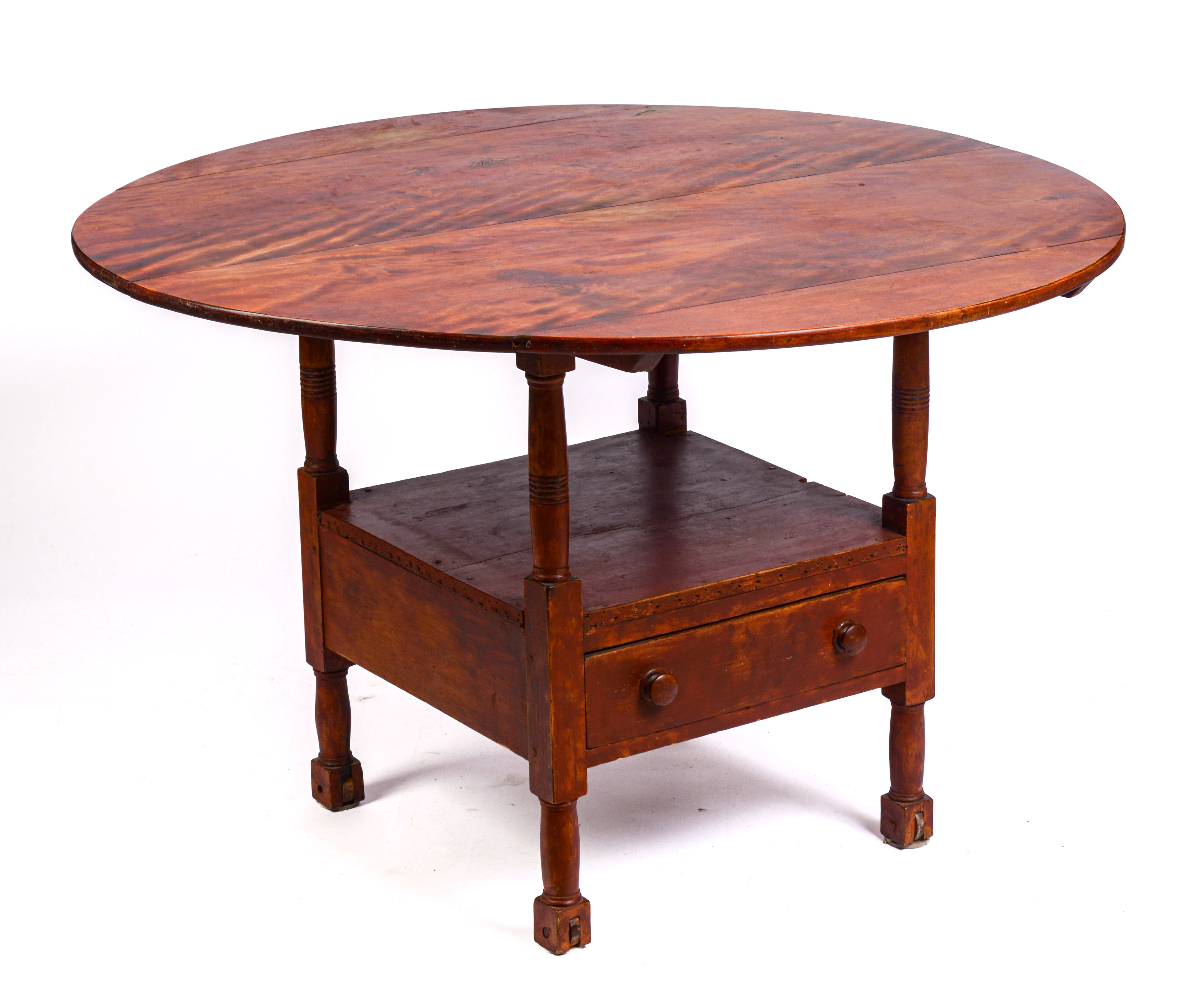 NEW ENGLAND FLAME BIRCH HUTCH TABLE.