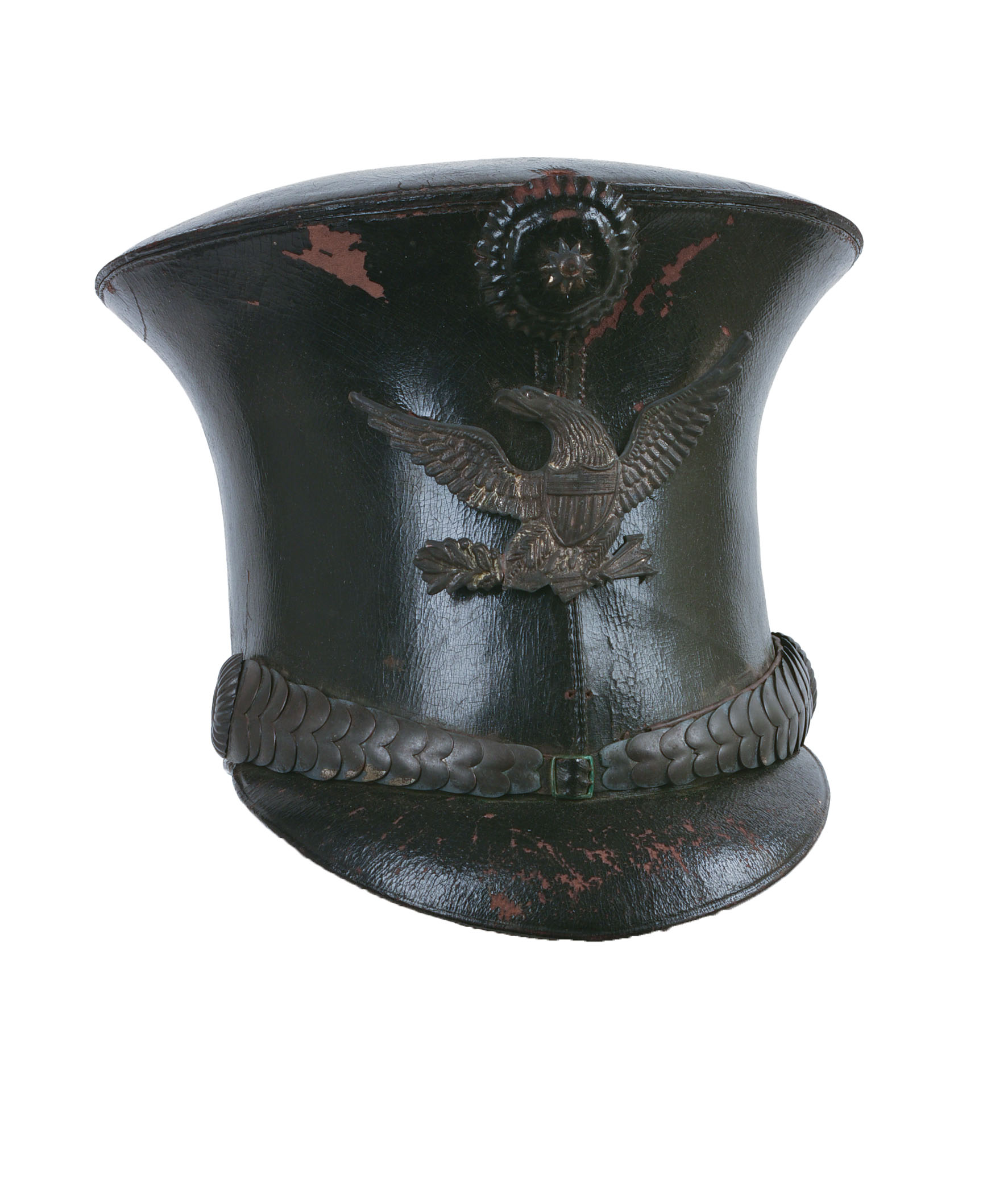 AMERICAN MILITIA OFFICERS BELL CROWN SHAKO, CIRCA 1830.