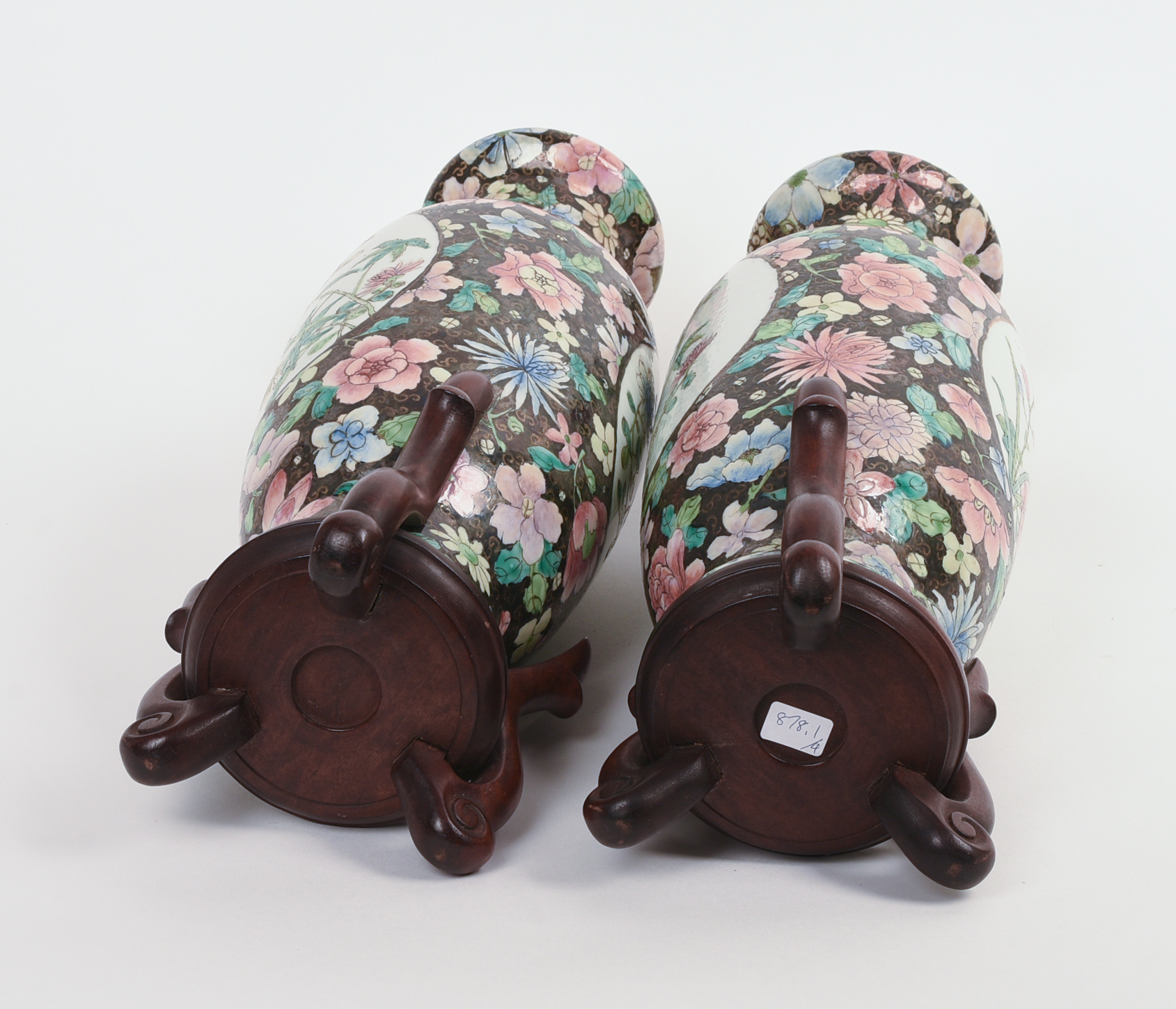 PAIR OF REPUBLIC PERIOD CHINESE FAMILLE NOIRE VASES.