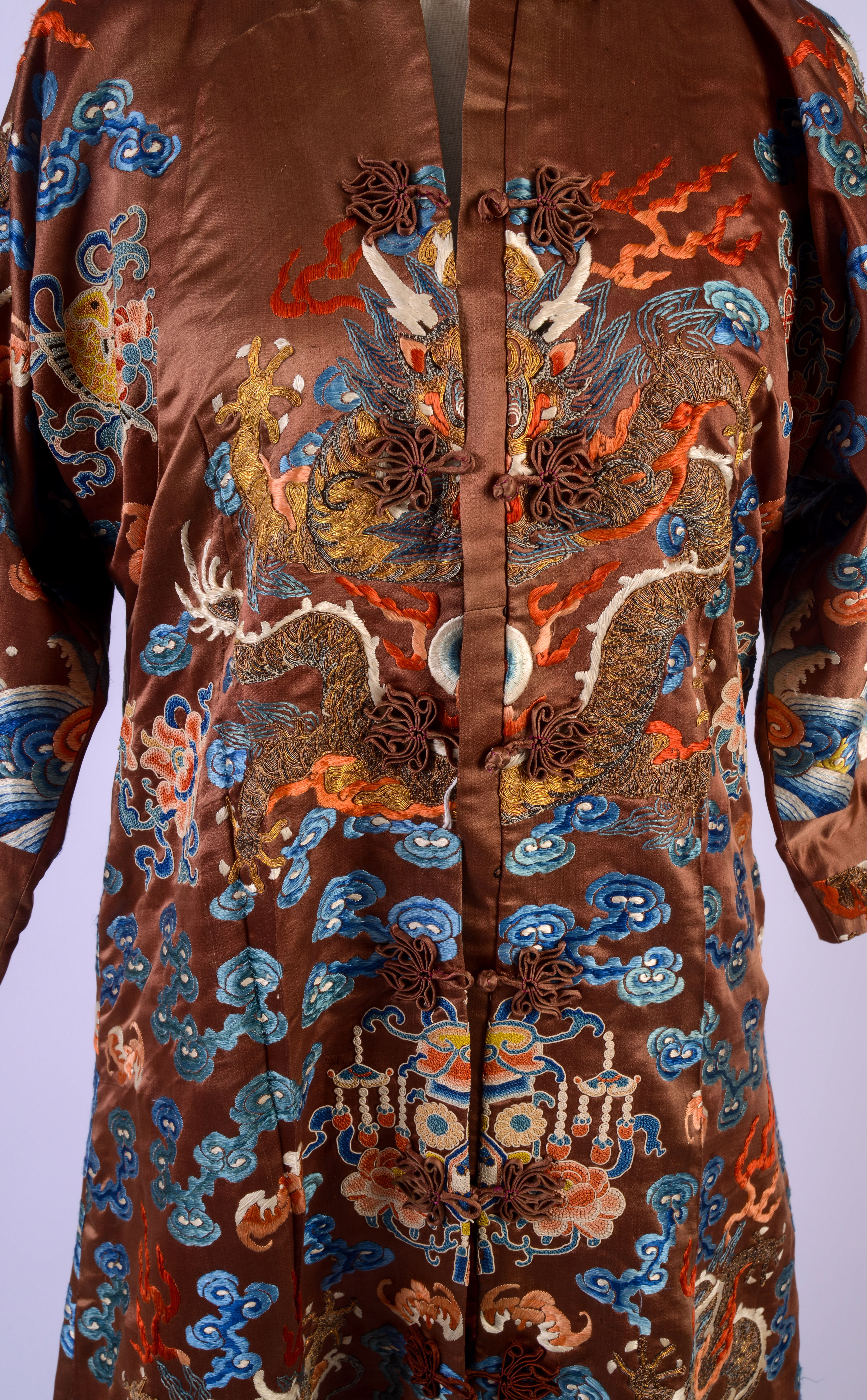 FINE 19TH C. CHINESE COURTESAN SIX DRAGON COURT ROBE.