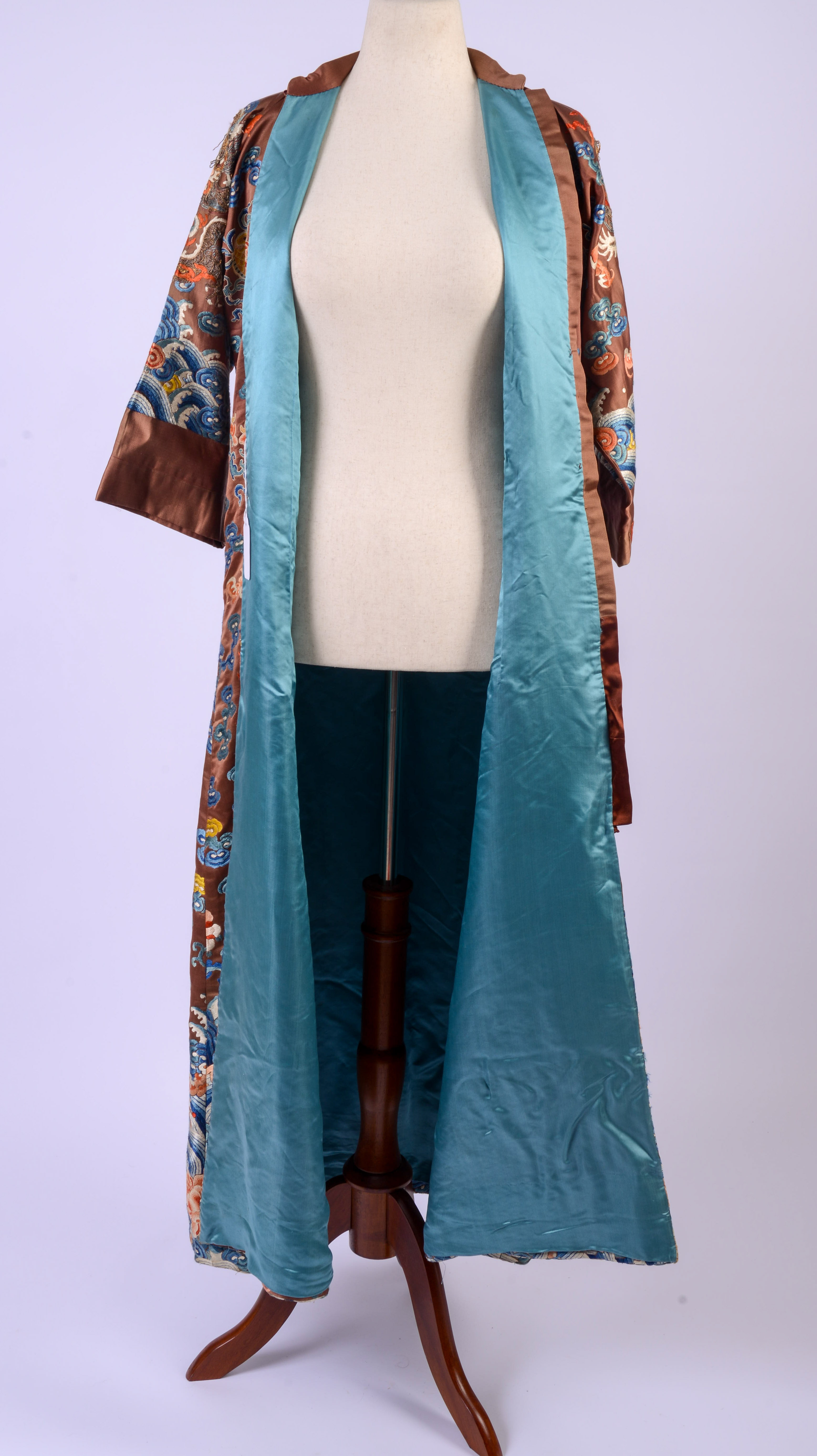 FINE 19TH C. CHINESE COURTESAN SIX DRAGON COURT ROBE.