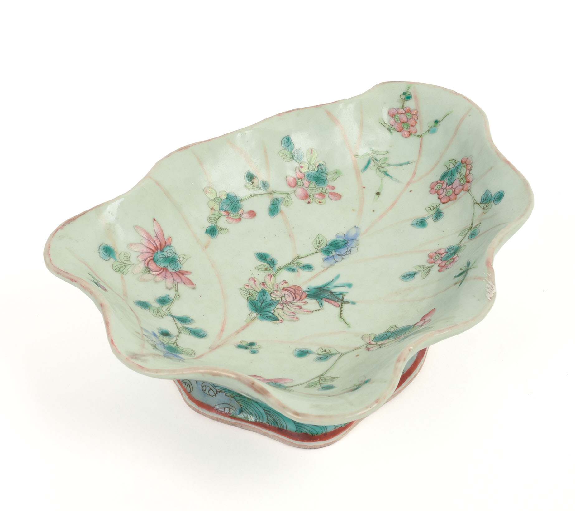 MID-19TH C. CHINESE LEAF FORM DISH.