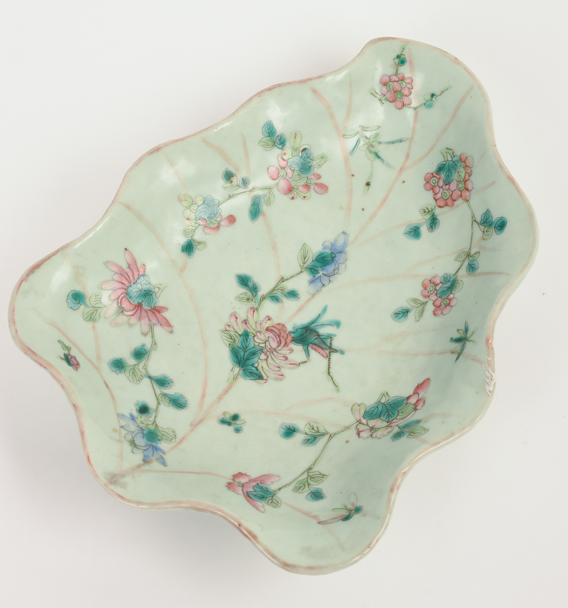 MID-19TH C. CHINESE LEAF FORM DISH.