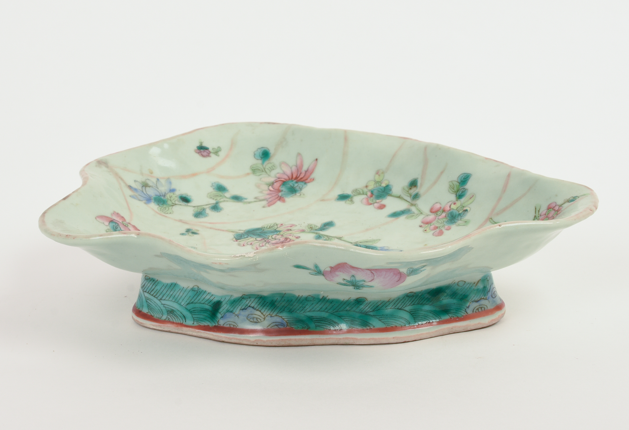 MID-19TH C. CHINESE LEAF FORM DISH.