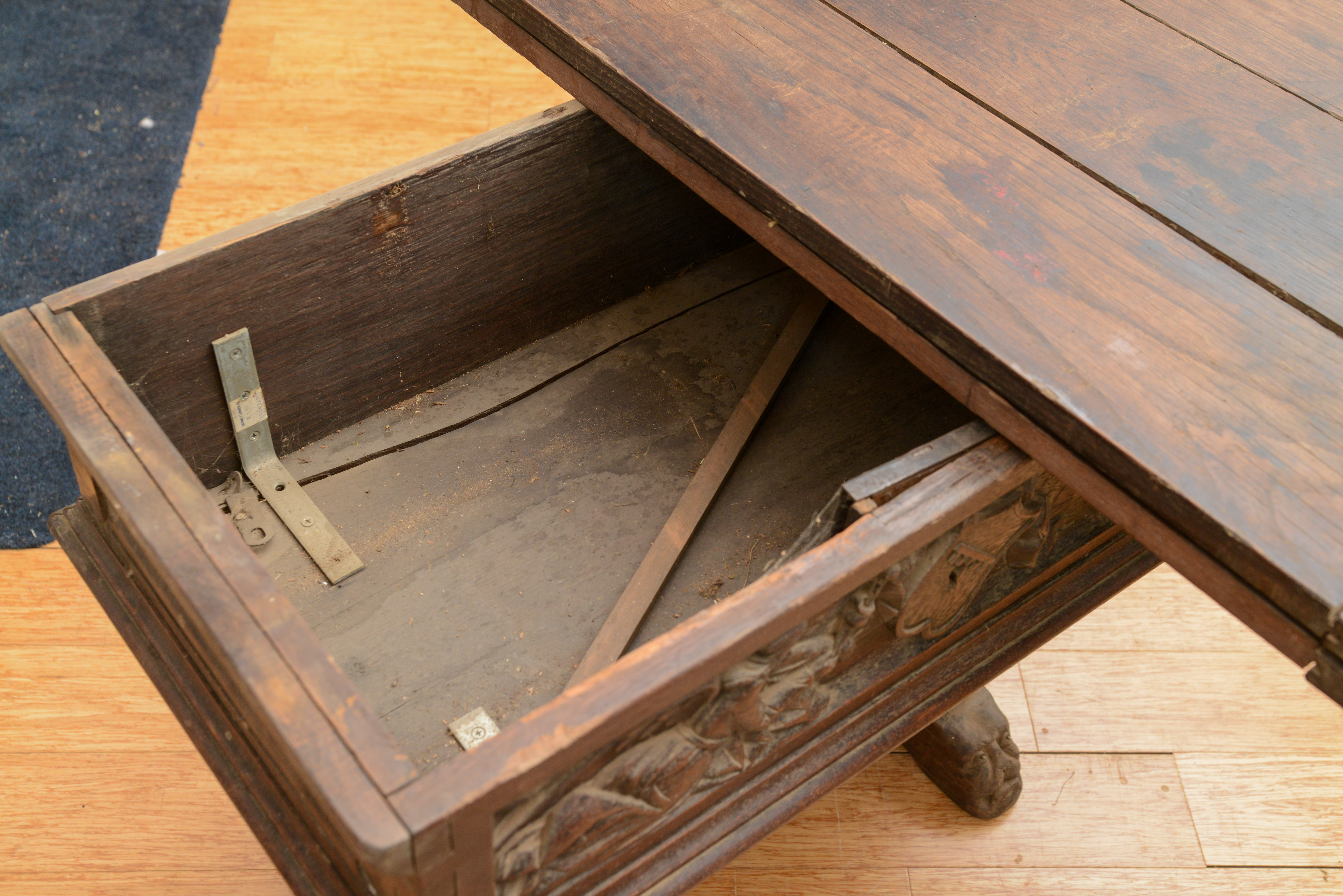 17TH CENTURY DUTCH OR FRENCH OAK “RENT” OR “MONEY CHANGING TABLE.”