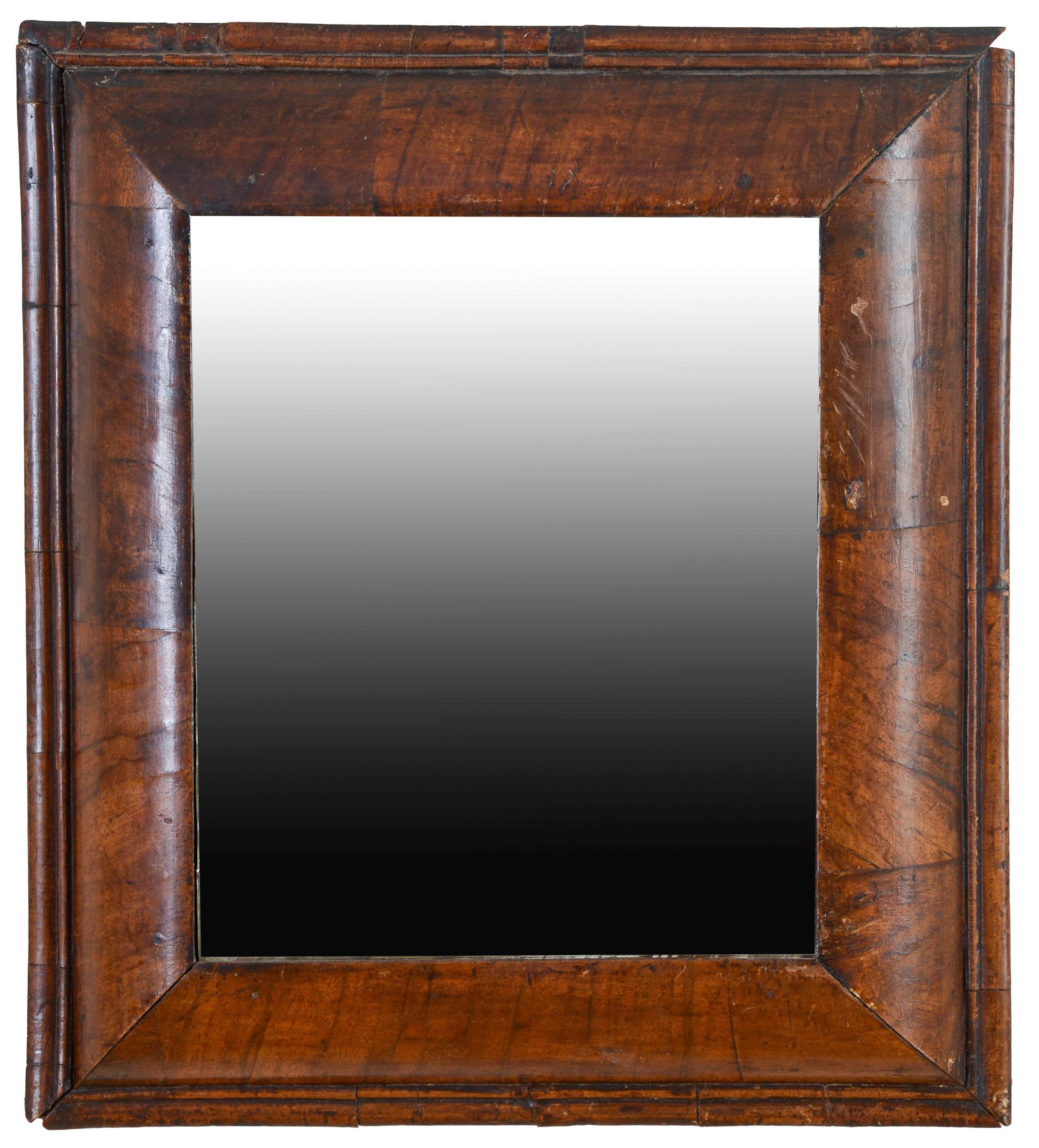 WILLIAM & MARY WALNUT VENEERED CUSHION MIRROR