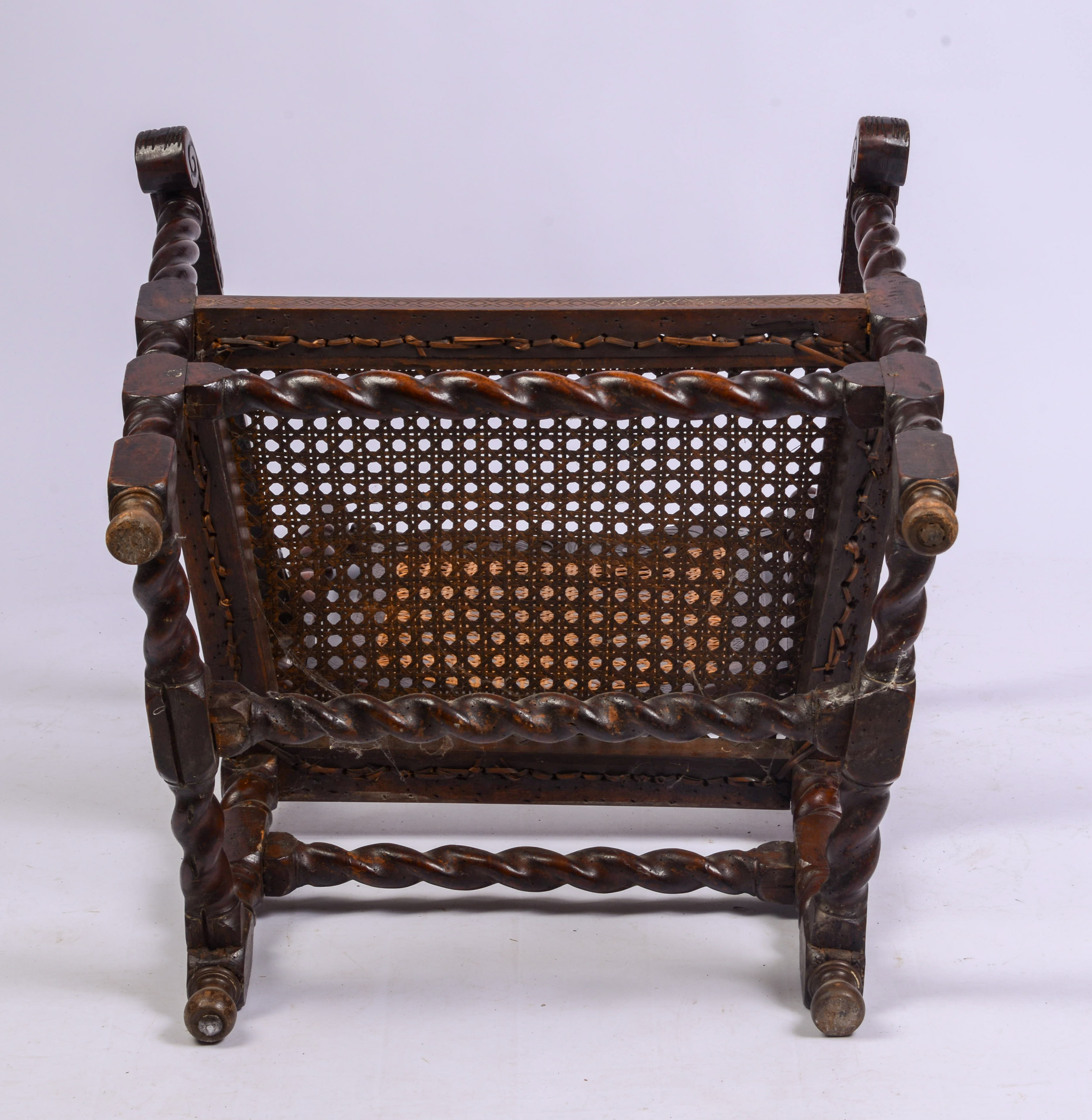 FINE 17TH-CENTURY ENGLISH CANED ARMCHAIR.