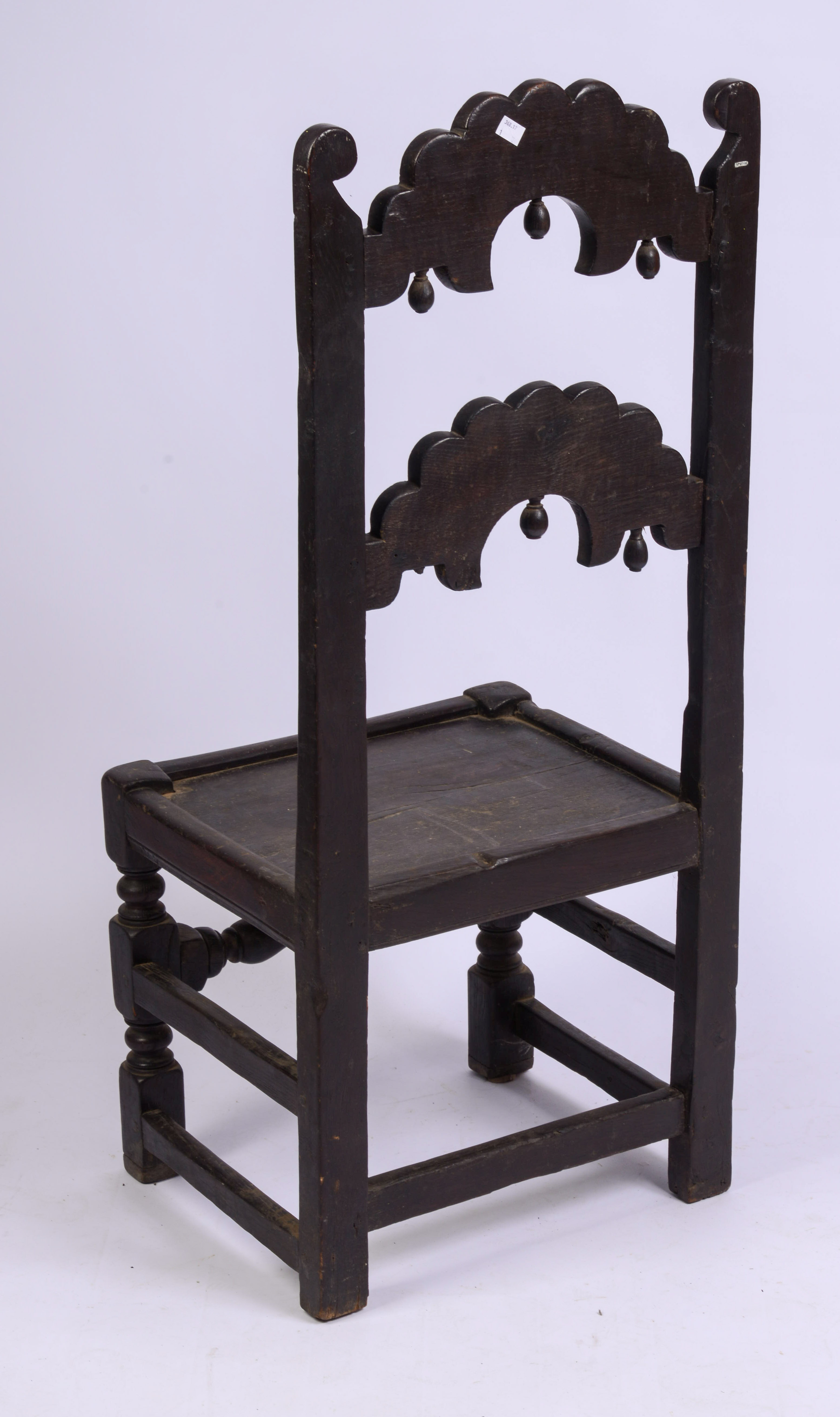 YORKSHIRE CARVED OAK BACK STOOL. CIRCA 1670 - 1690.