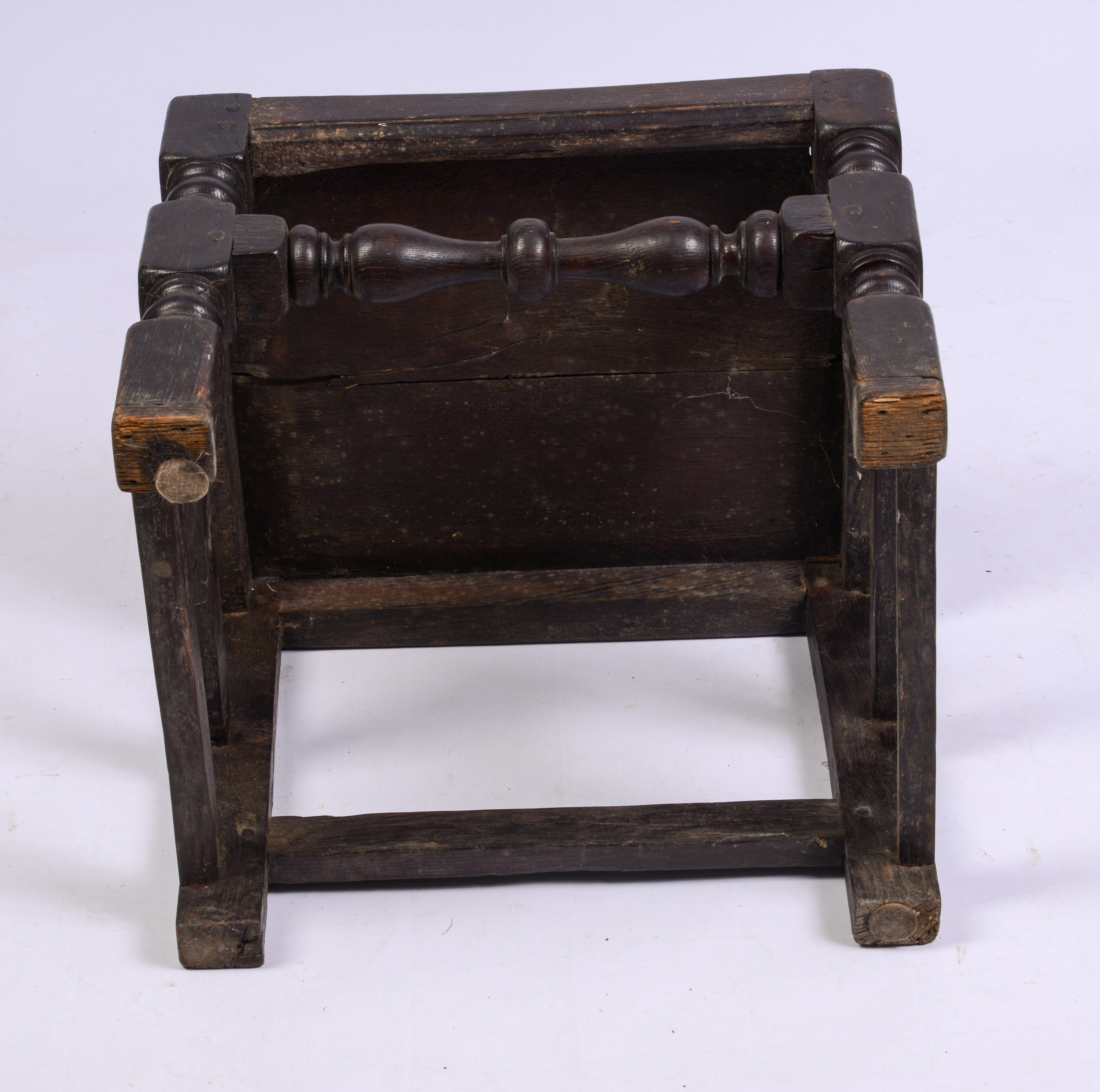 YORKSHIRE CARVED OAK BACK STOOL. CIRCA 1670 - 1690.