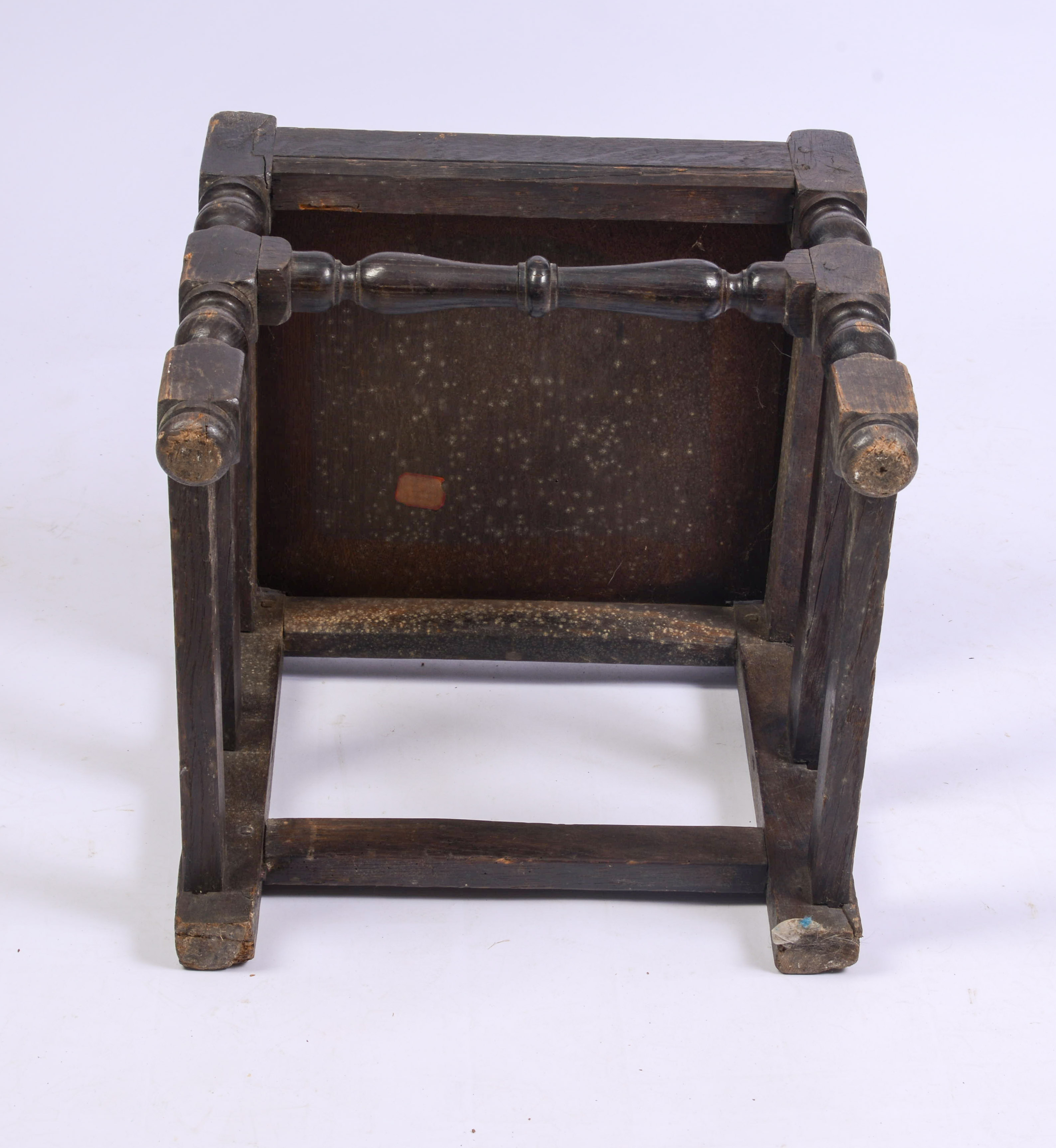 YORKSHIRE CARVED BACK STOOL. CIRCA 1670 - 1690.