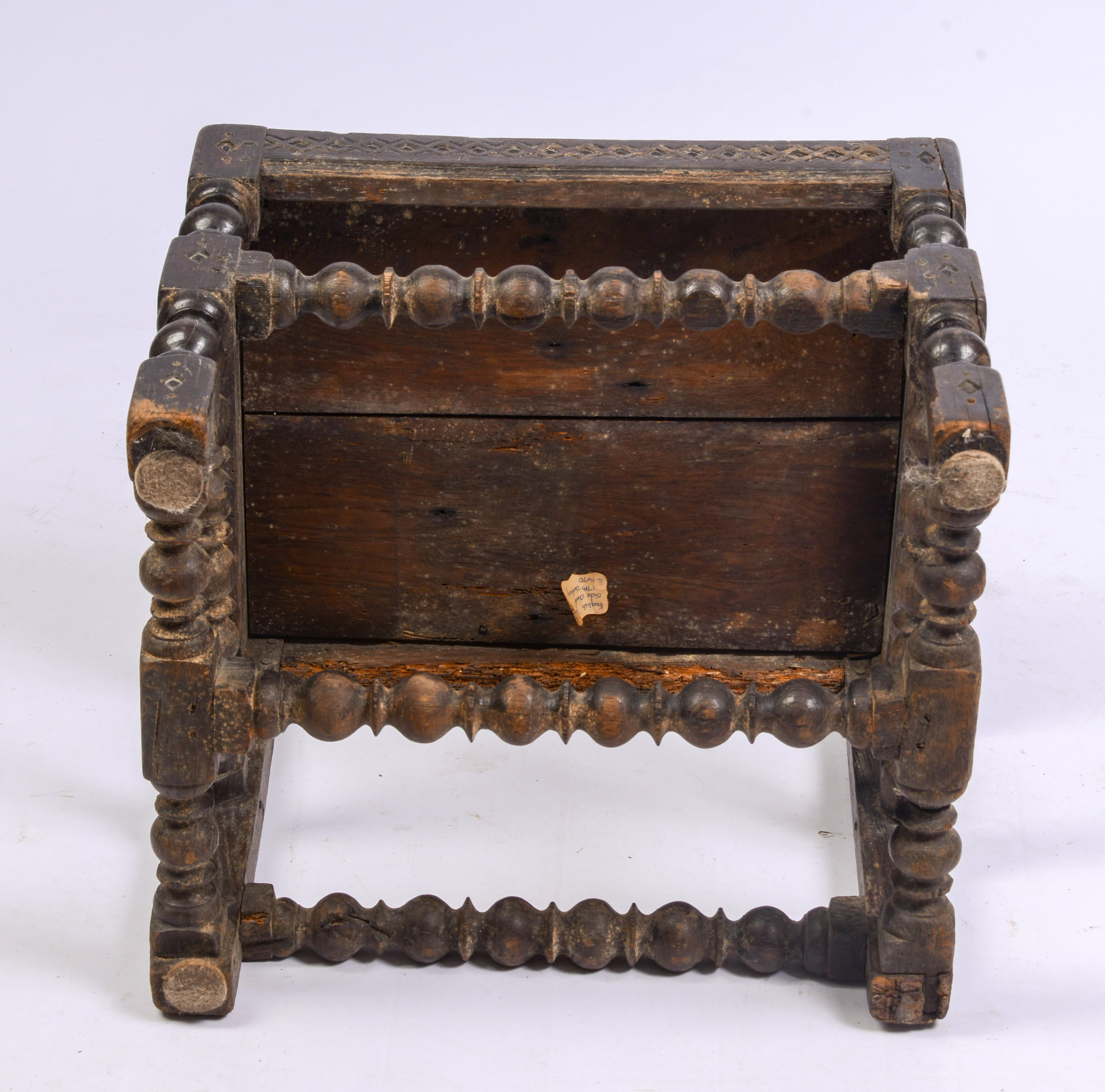 YORKSHIRE CARVED BACK STOOL, CIRCA 1670 - 1690.