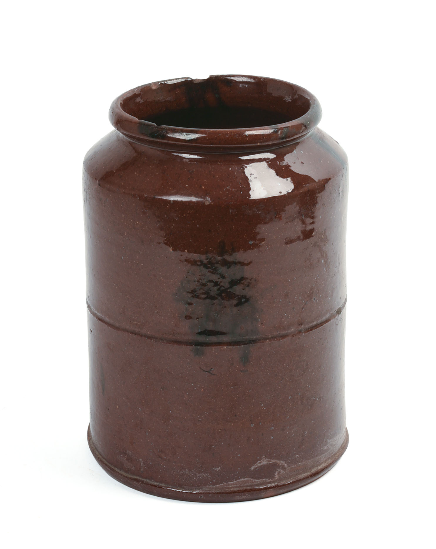 CT REDWARE JAR WITH BLACK SPLOTCH DECORATION