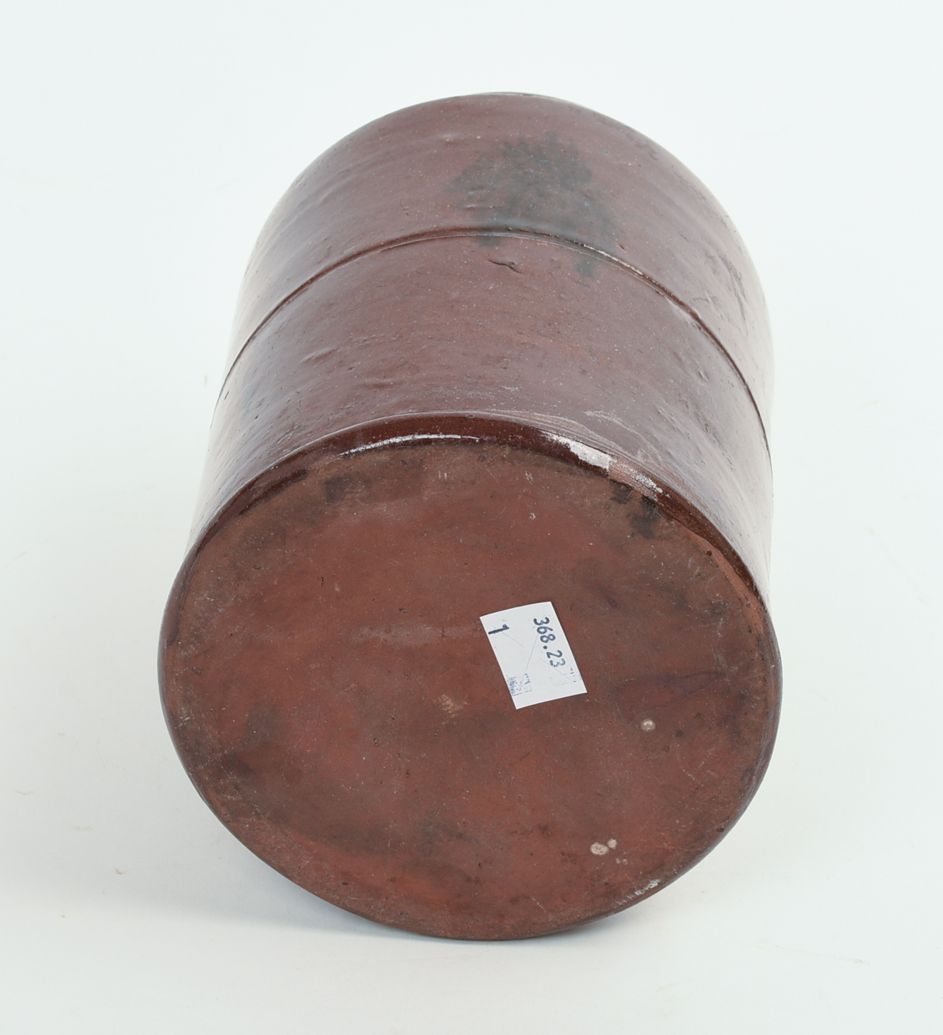 CT REDWARE JAR WITH BLACK SPLOTCH DECORATION