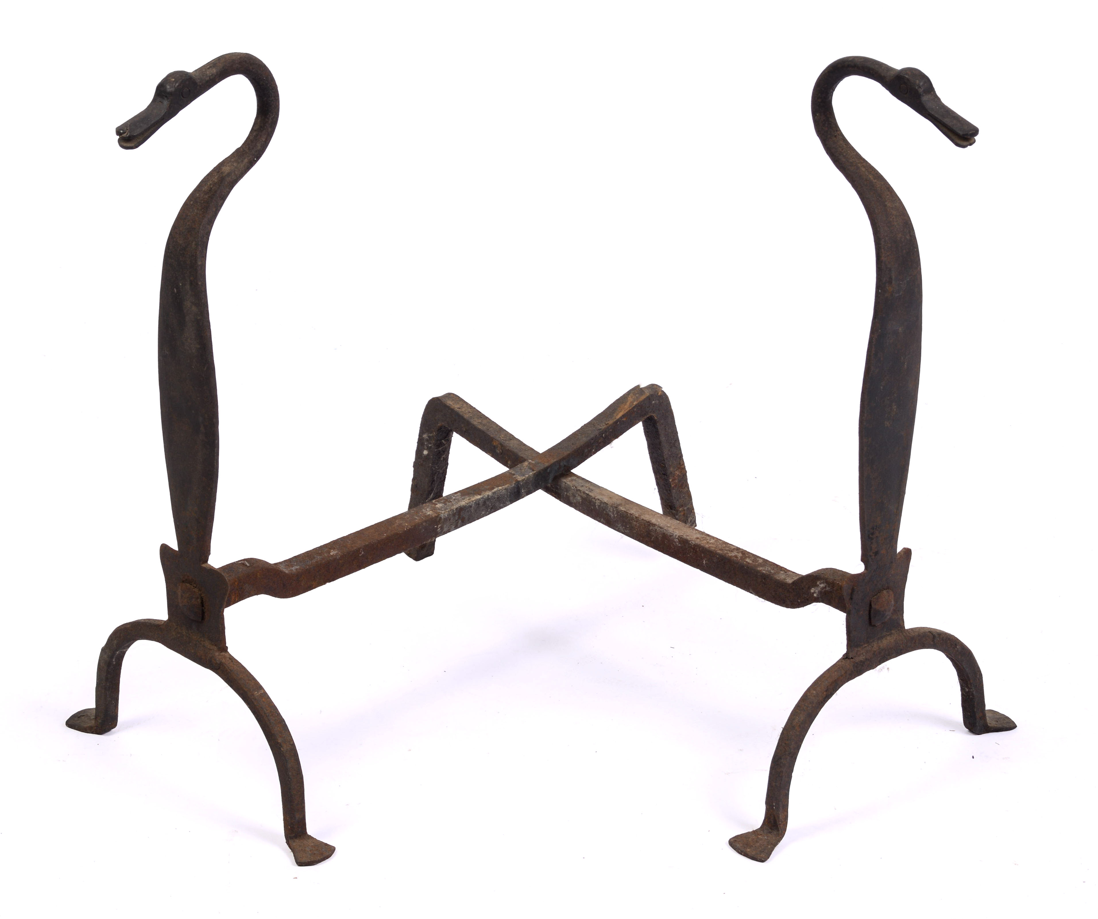 PAIR OF 18TH-CENTURY WROUGHT IRON ANDIRONS
