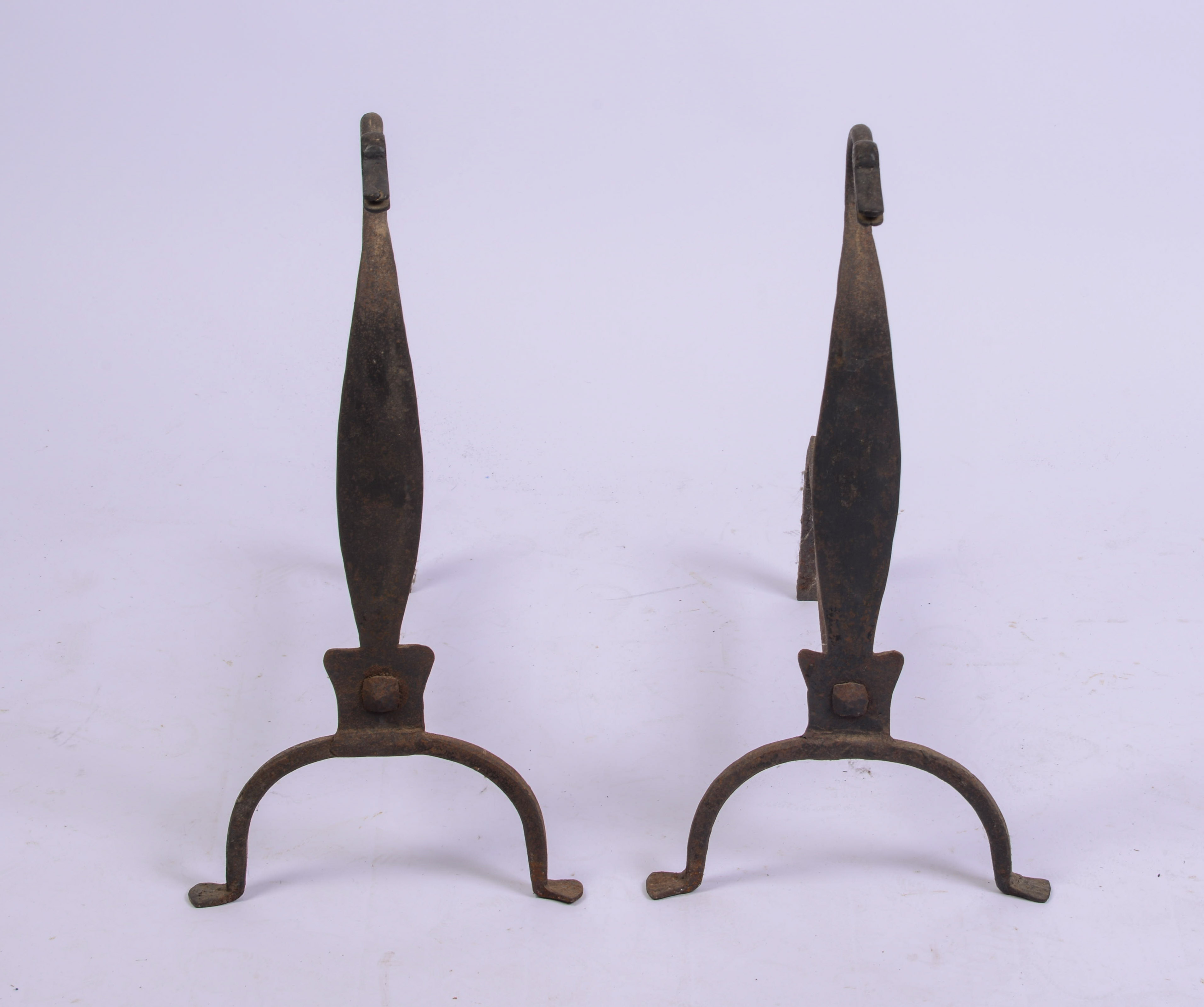 PAIR OF 18TH-CENTURY WROUGHT IRON ANDIRONS