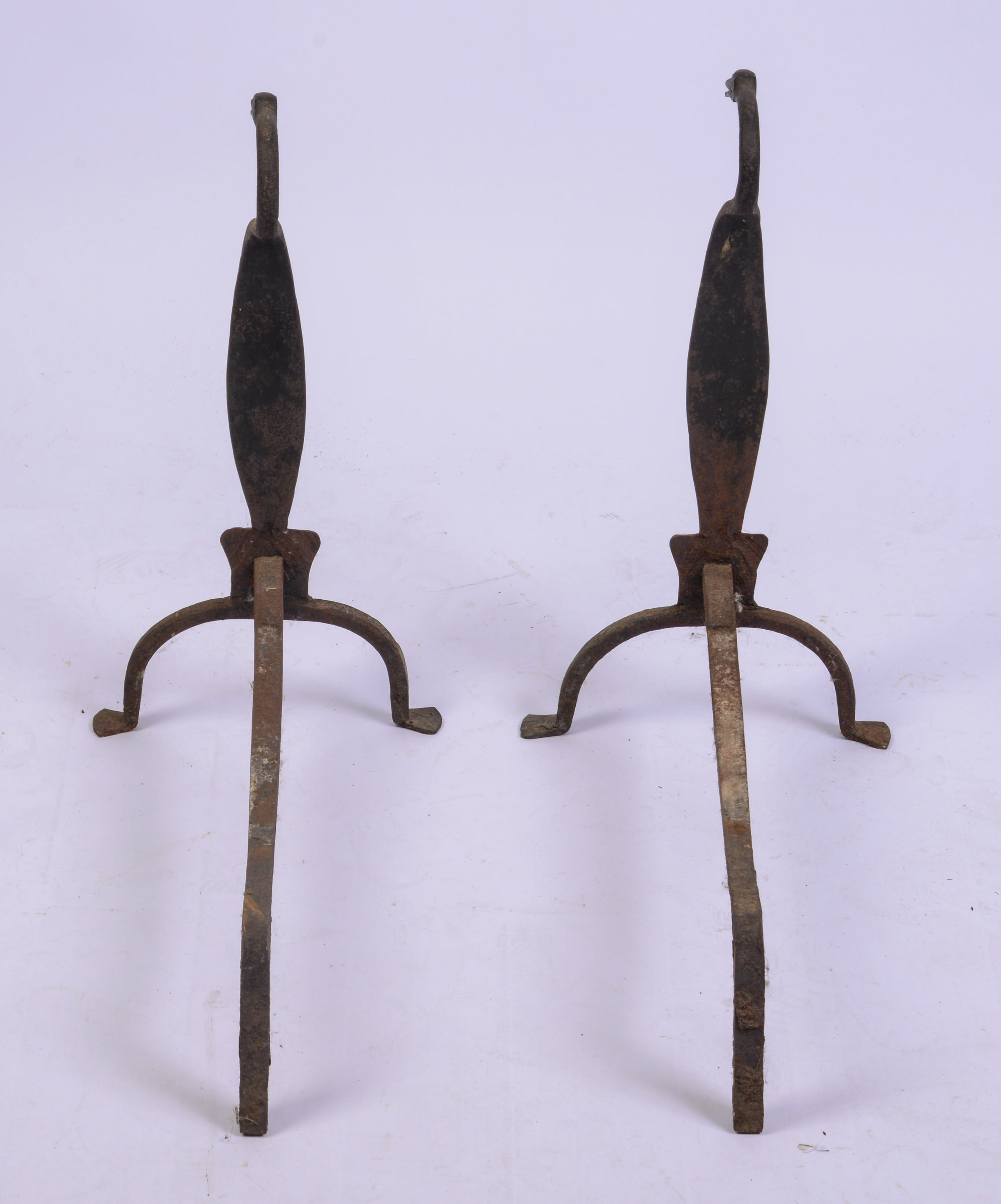 PAIR OF 18TH-CENTURY WROUGHT IRON ANDIRONS
