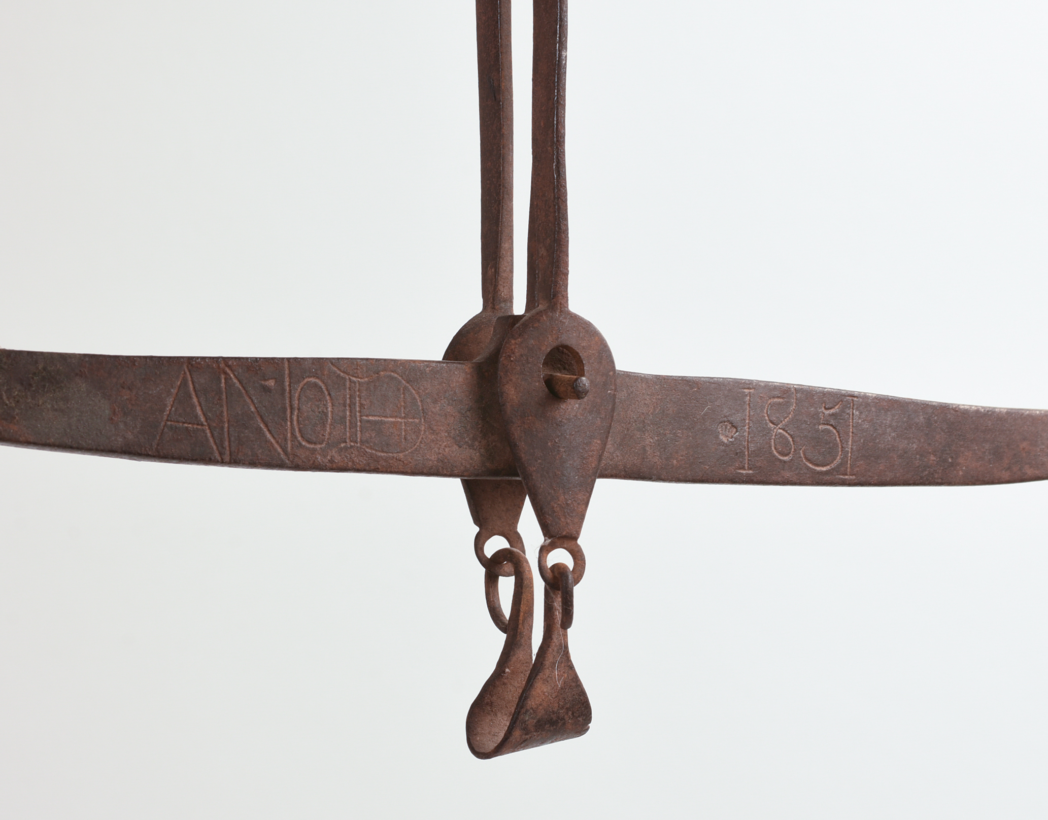 WROUGHT IRON BALANCE SCALE, DATED 1851.
