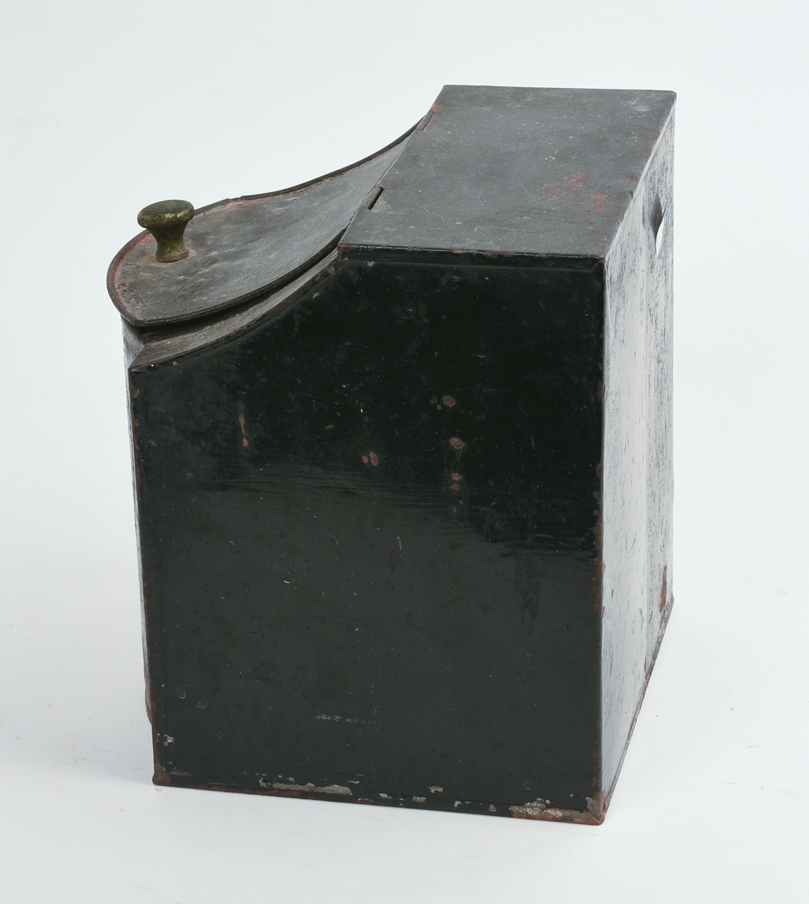 CONTINENTAL TIN TEA CANISTER WITH PORTRAIT OF A WOMAN
