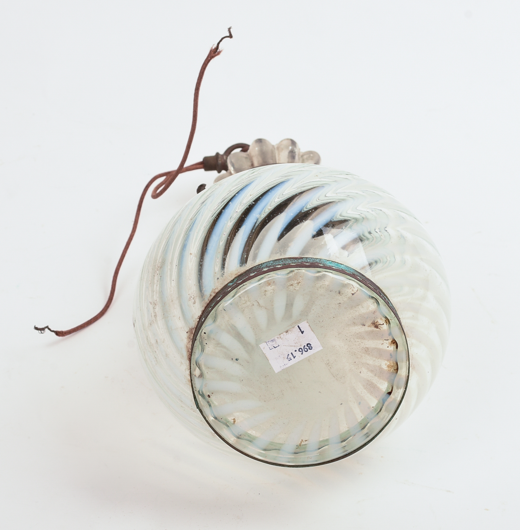 WHITE SWIRL HANGING LAMP, POSSIBLY FENTON.