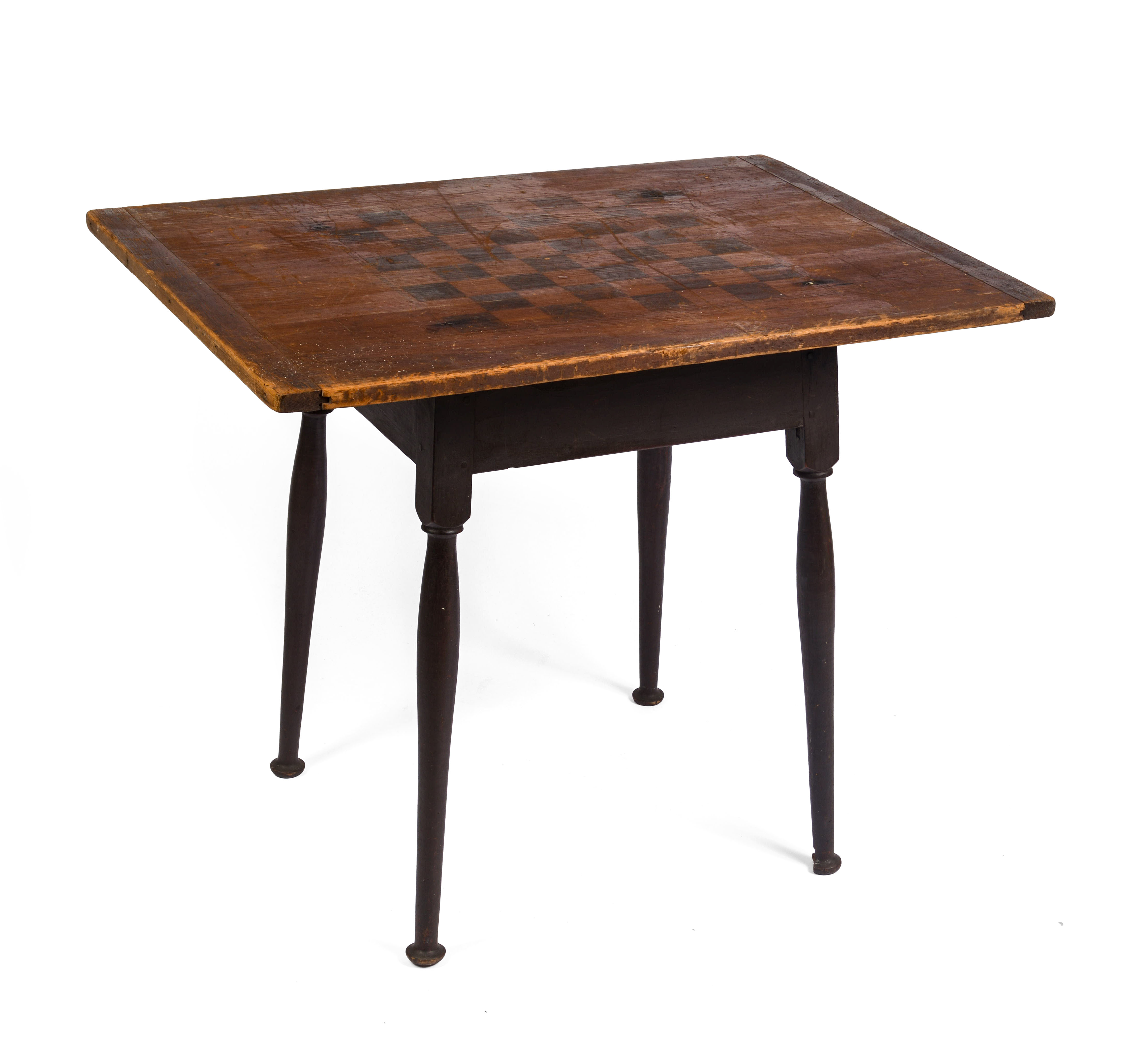 COUNTRY QUEEN ANNE TAP TABLE WITH CHECKERBOARD TOP.