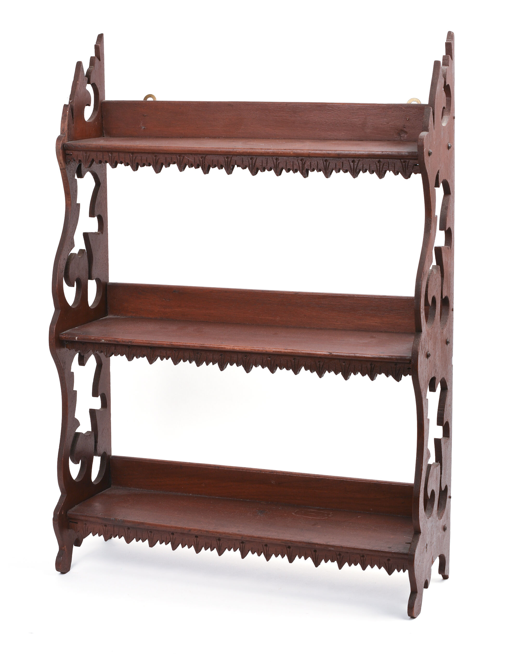 CHIP CARVED WALL SHELF WITH SHAPED SIDES.