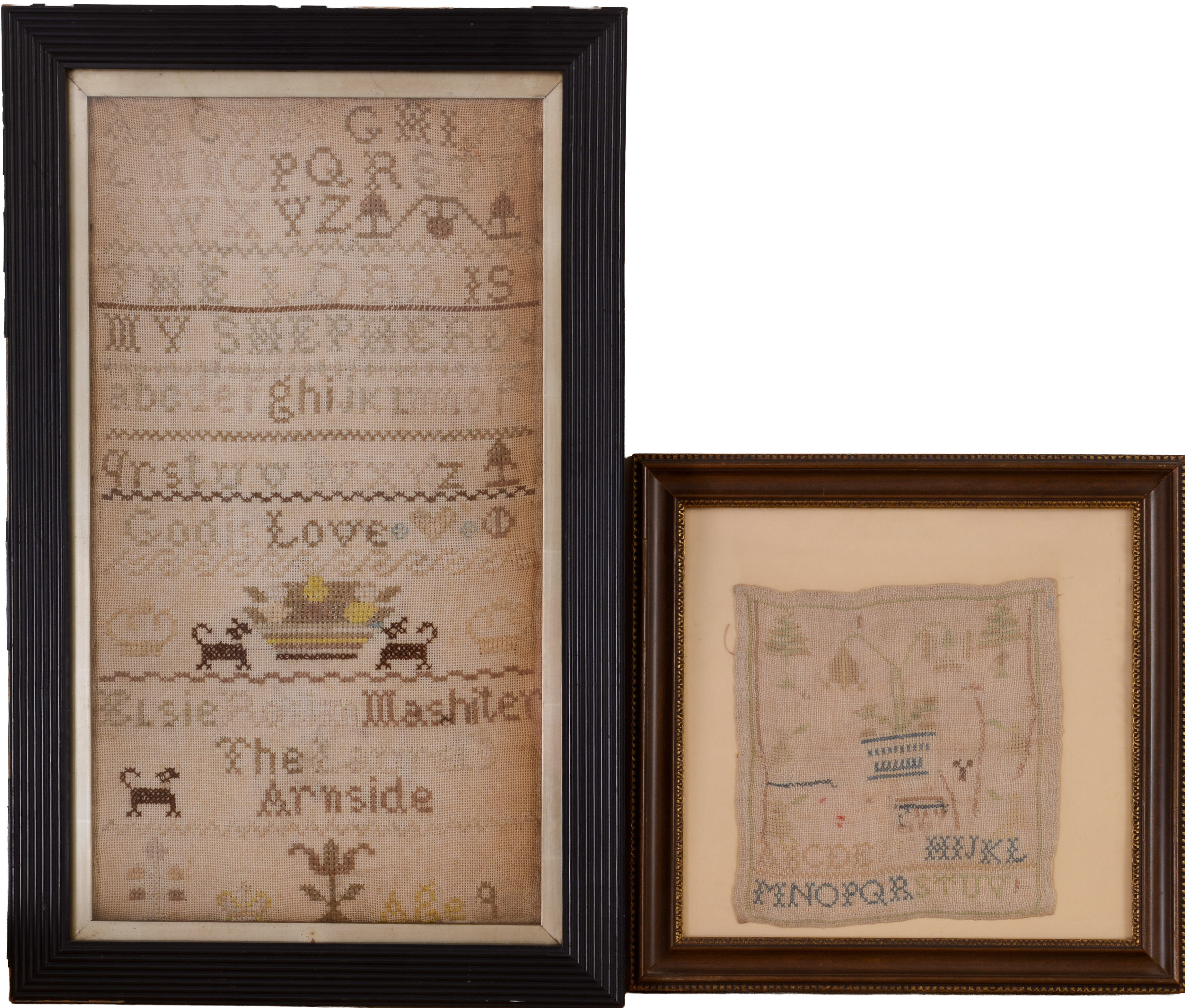 TWO 19TH CENTURY SCHOOLGIRL SAMPLERS.