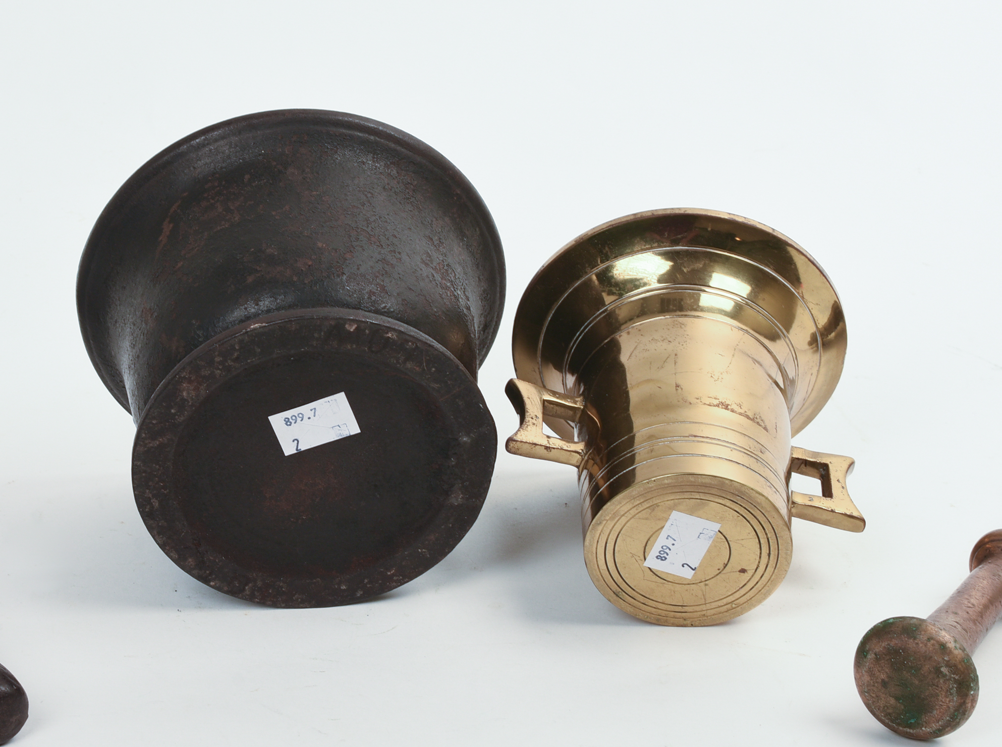 TWO MORTAR & PESTLES.